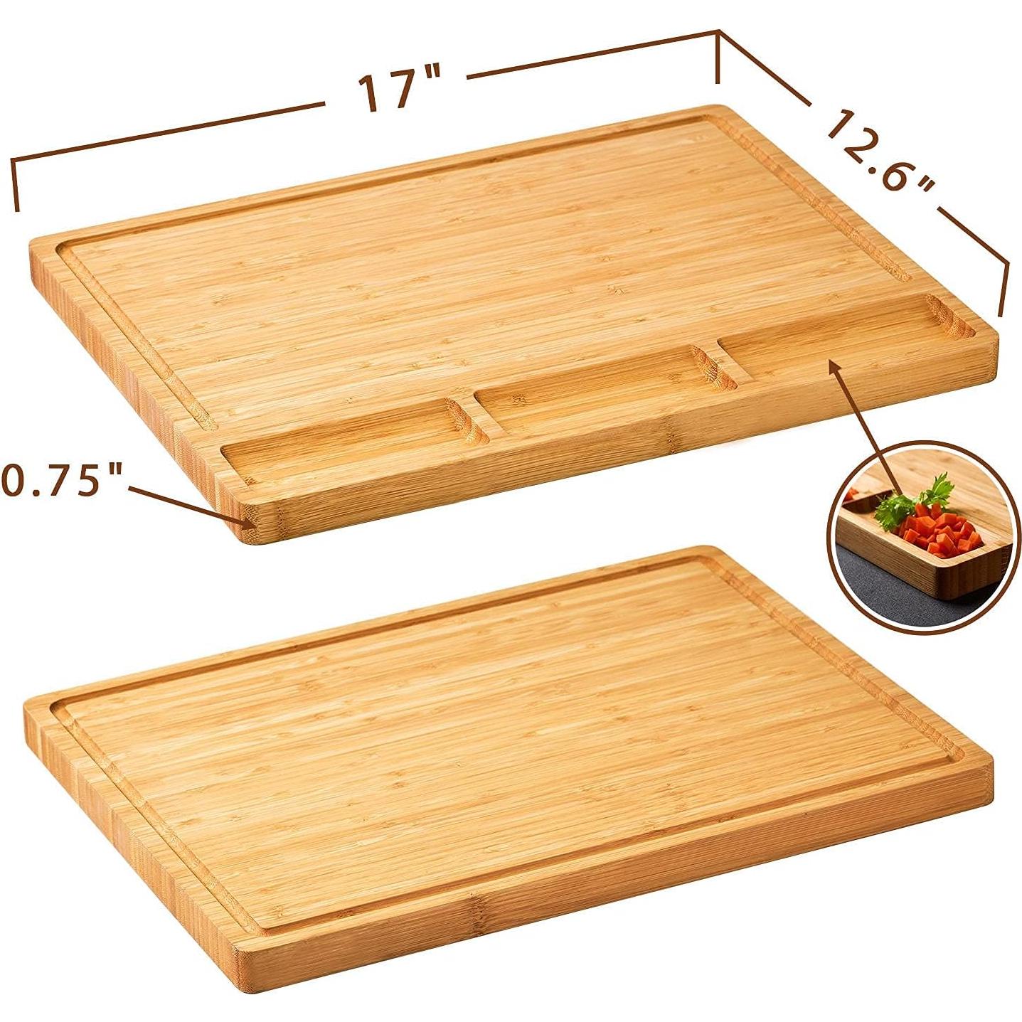 Tabla de Cortar de Bambú Allsum Grande 43.2x32 cm con Compartimentos