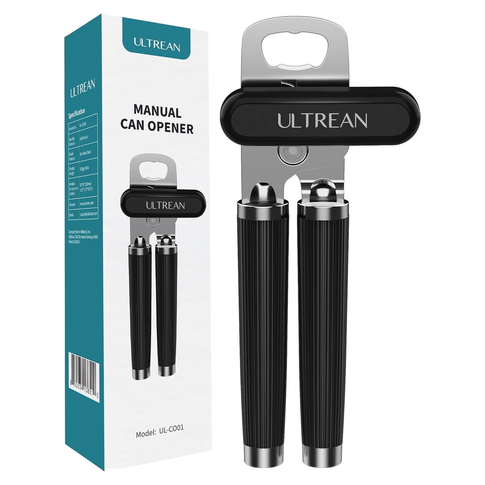 Abridor de Latas Manual Ultrean de Acero Inoxidable Negro