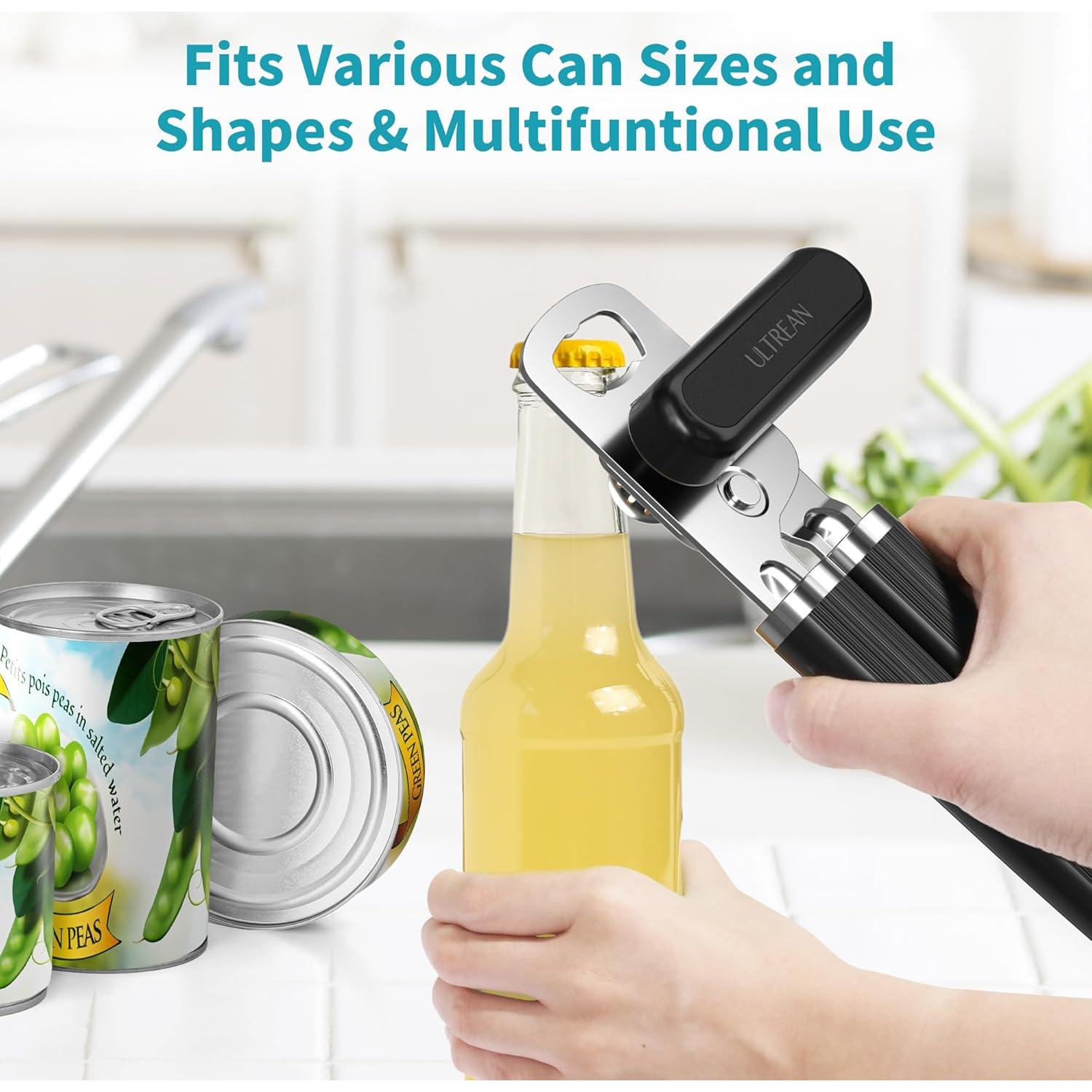 Abridor de Latas Manual Ultrean de Acero Inoxidable Negro