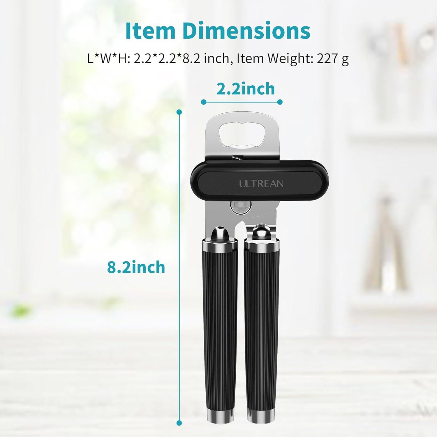 Abridor de Latas Manual Ultrean de Acero Inoxidable Negro