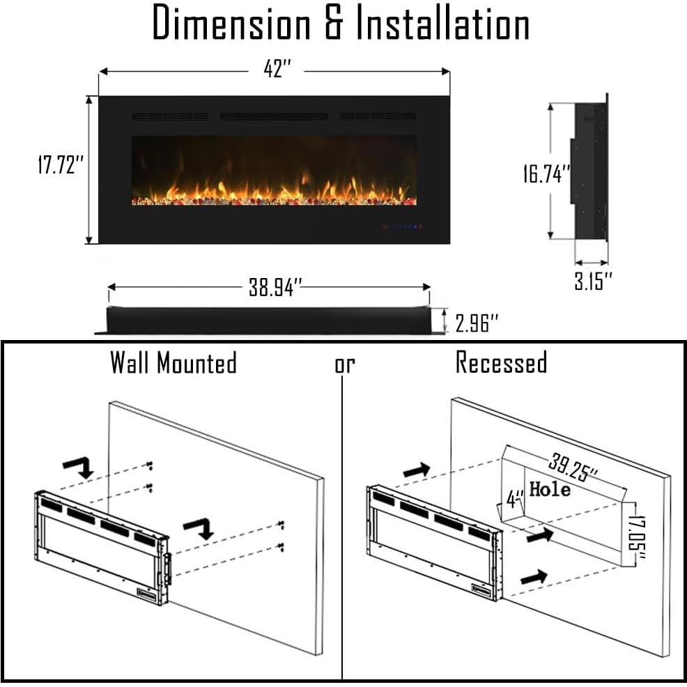 Chimenea Eléctrica Cheerway Roamer 42" con Control Remoto