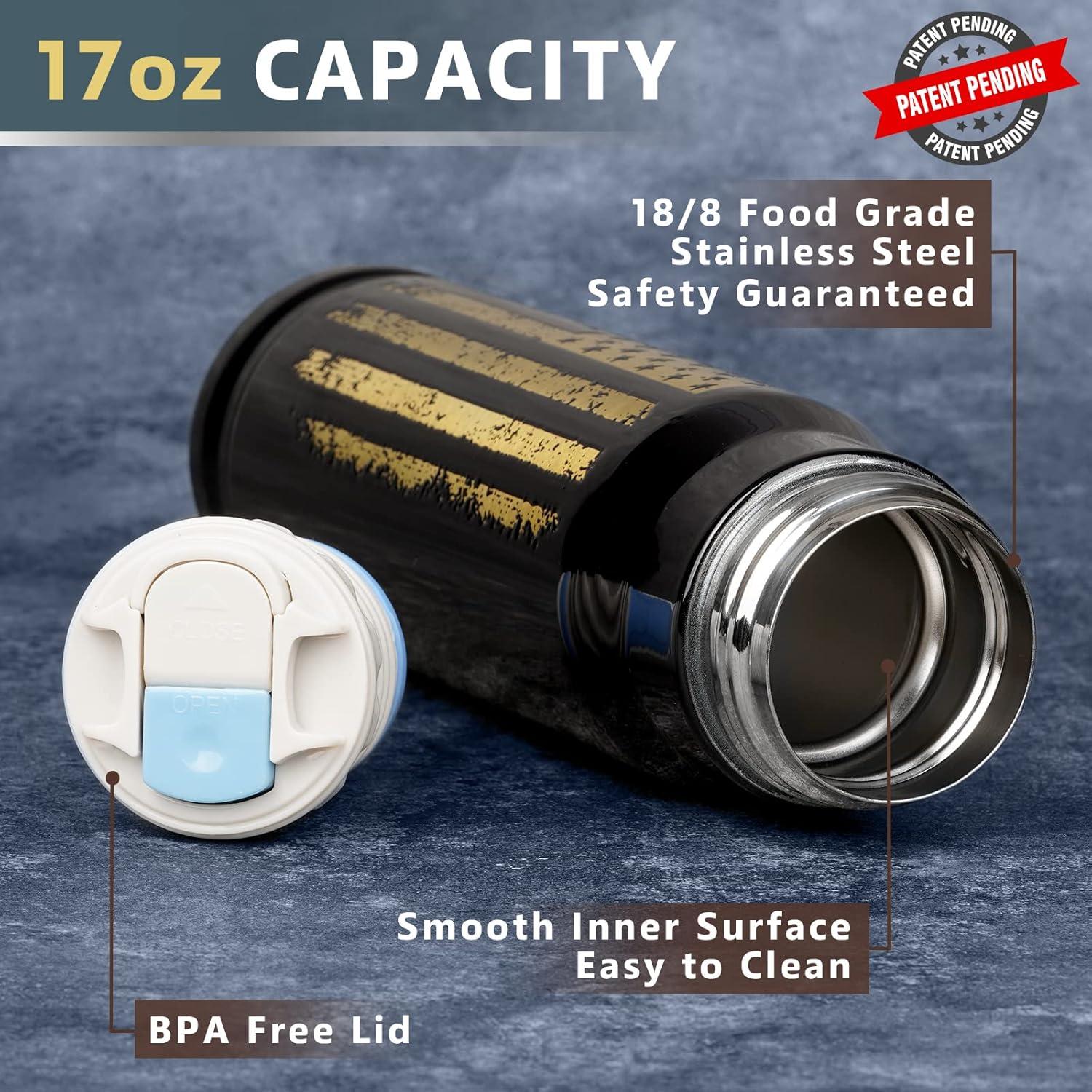 Vaso Térmico Acero Inoxidable Funslive 500ml Negro Bandera