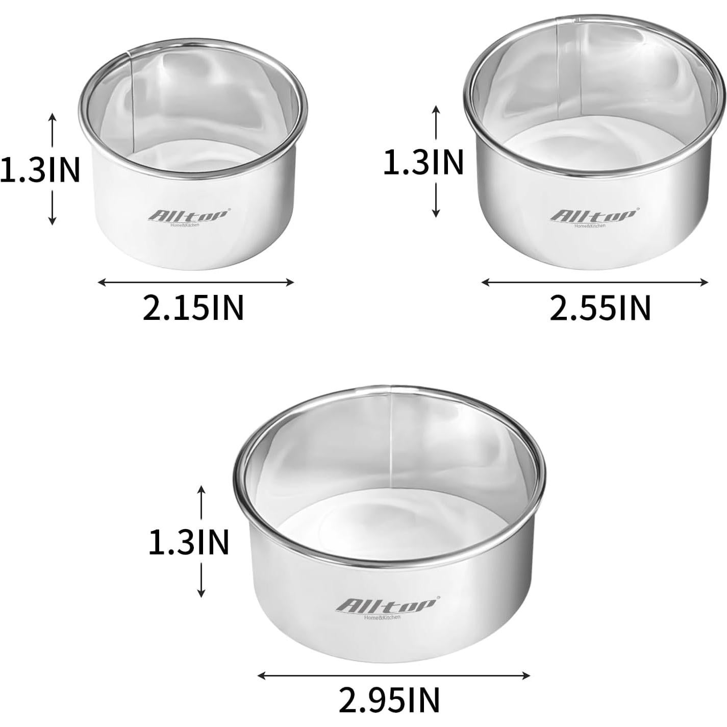 Conjunto de Cortadores de Galletas Redondos ALLTOP - Acero Inoxidable 3 Piezas