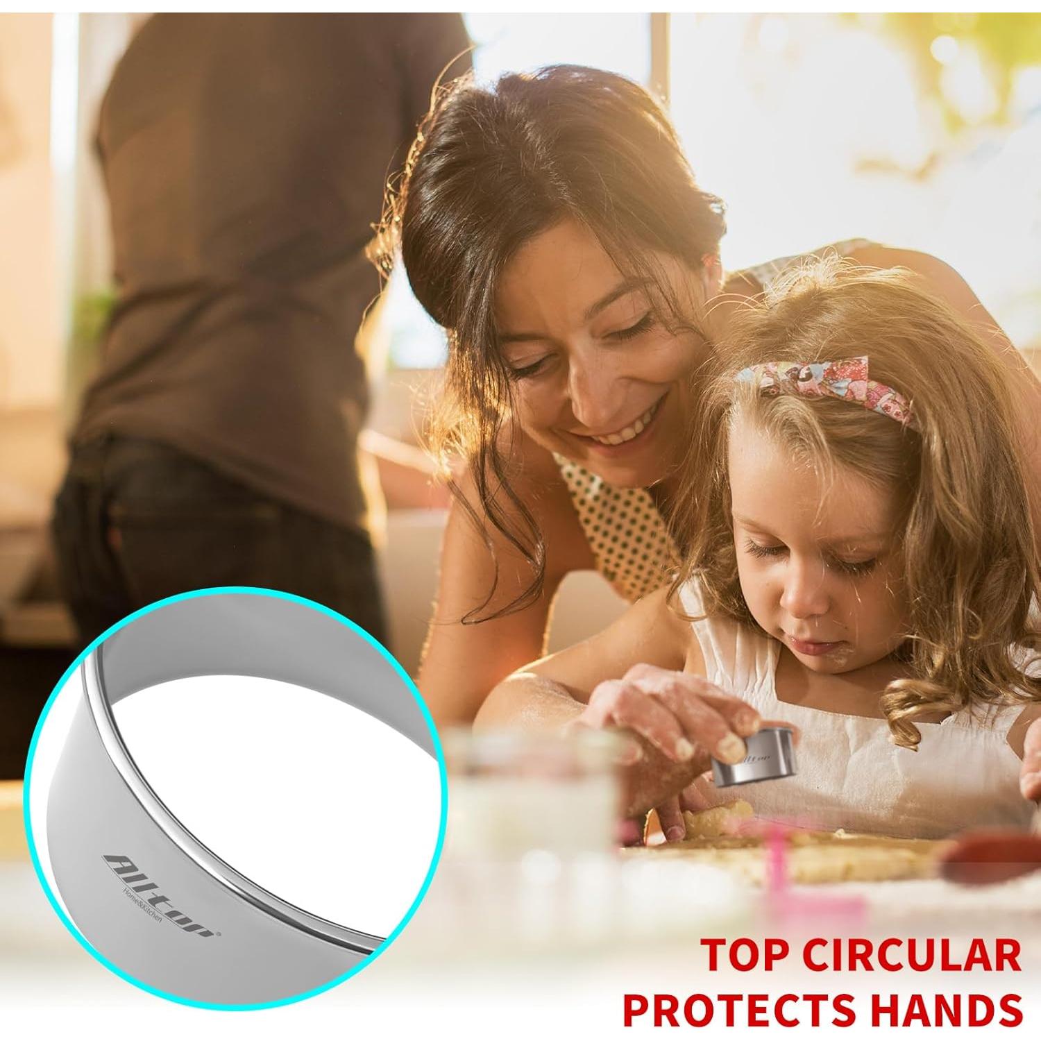 Conjunto de Cortadores de Galletas Redondos ALLTOP - Acero Inoxidable 3 Piezas