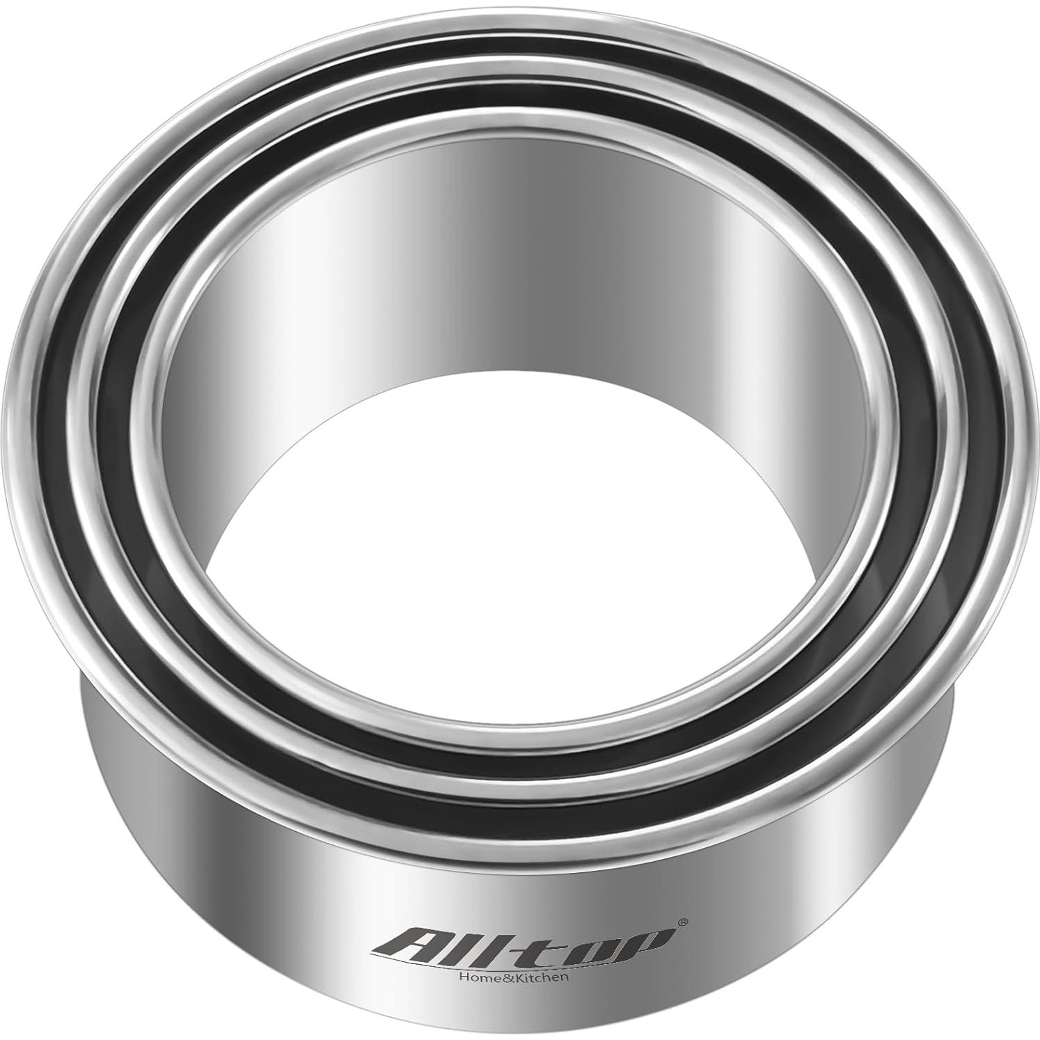 Conjunto de Cortadores de Galletas Redondos ALLTOP - Acero Inoxidable 3 Piezas