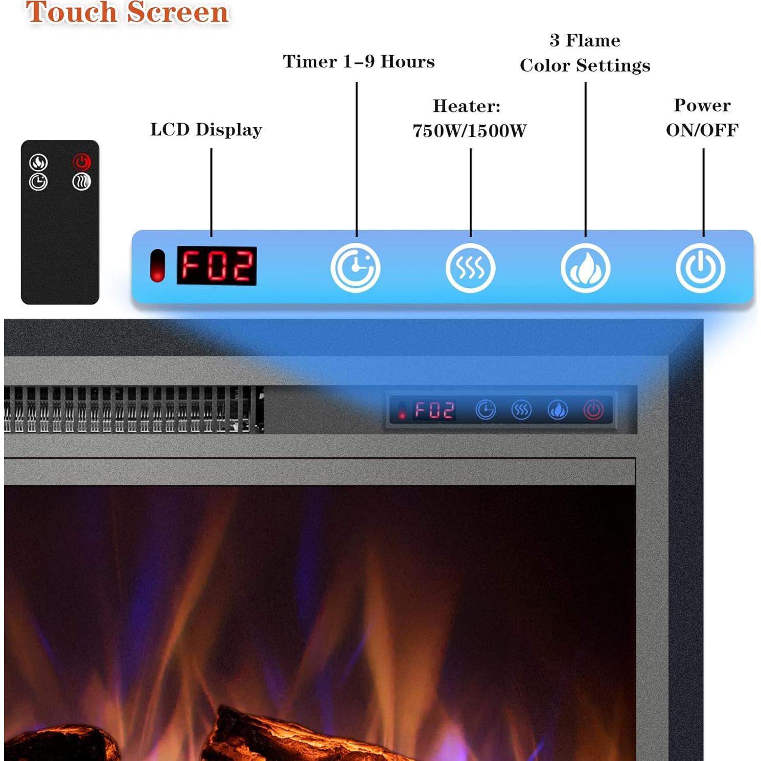 Chimenea Eléctrica Kentsky 76,2 cm con Control Remoto