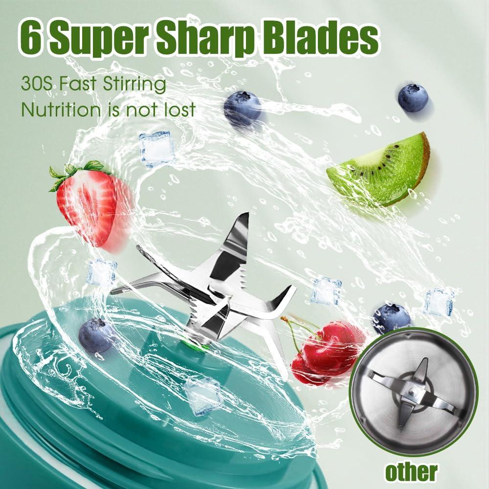 Licuadora Portátil KCXGHYI 600ml Verde Libre de BPA