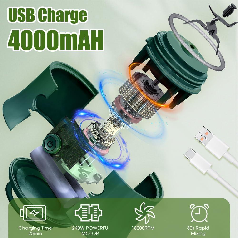 Licuadora Portátil KCXGHYI 600ml Verde Libre de BPA