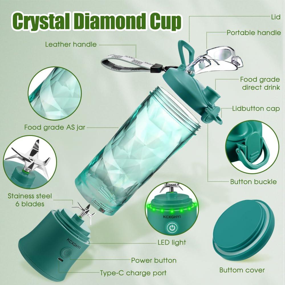 Licuadora Portátil KCXGHYI 600ml Verde Libre de BPA