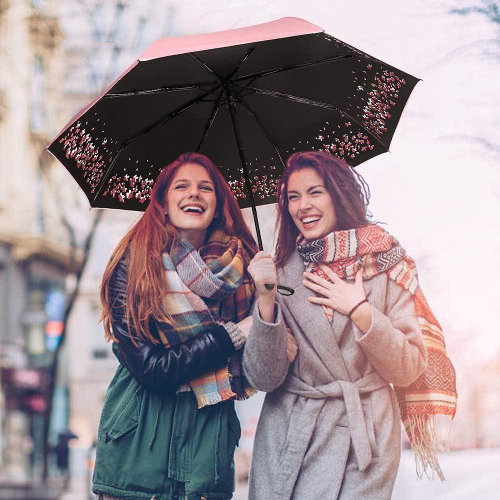 Paraguas Plegable Sakura Rosa - A Prueba de Viento y Lluvia