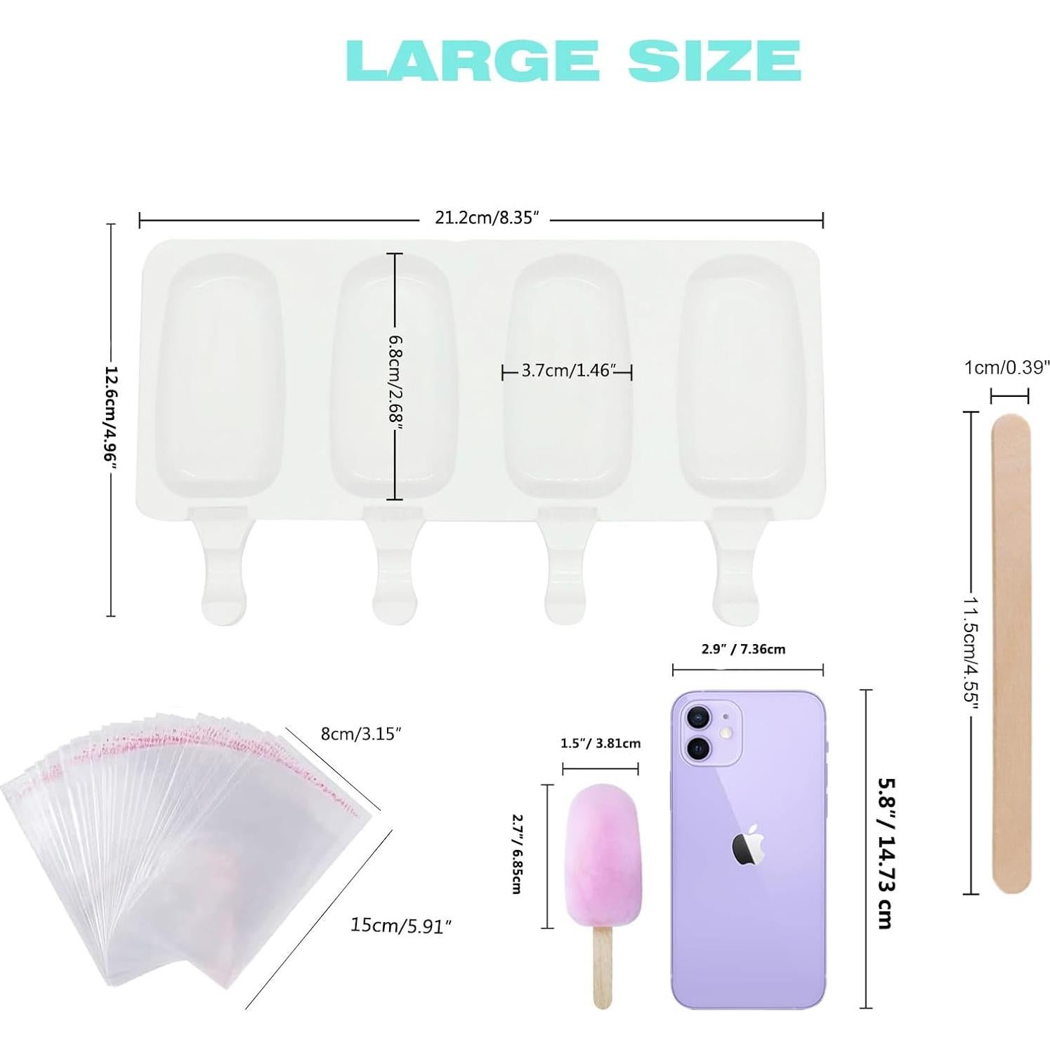 Juego de Moldes de Silicona para Paletas Meajore Ovalados 21.2 cm
