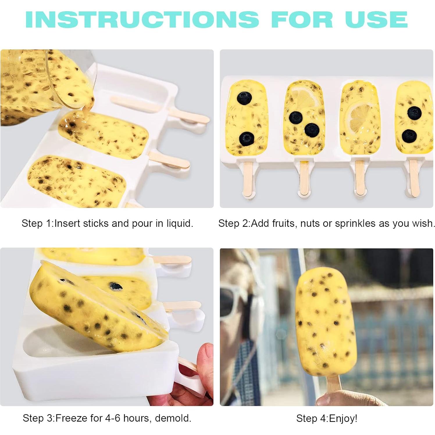 Juego de Moldes de Silicona para Paletas Meajore Ovalados 21.2 cm