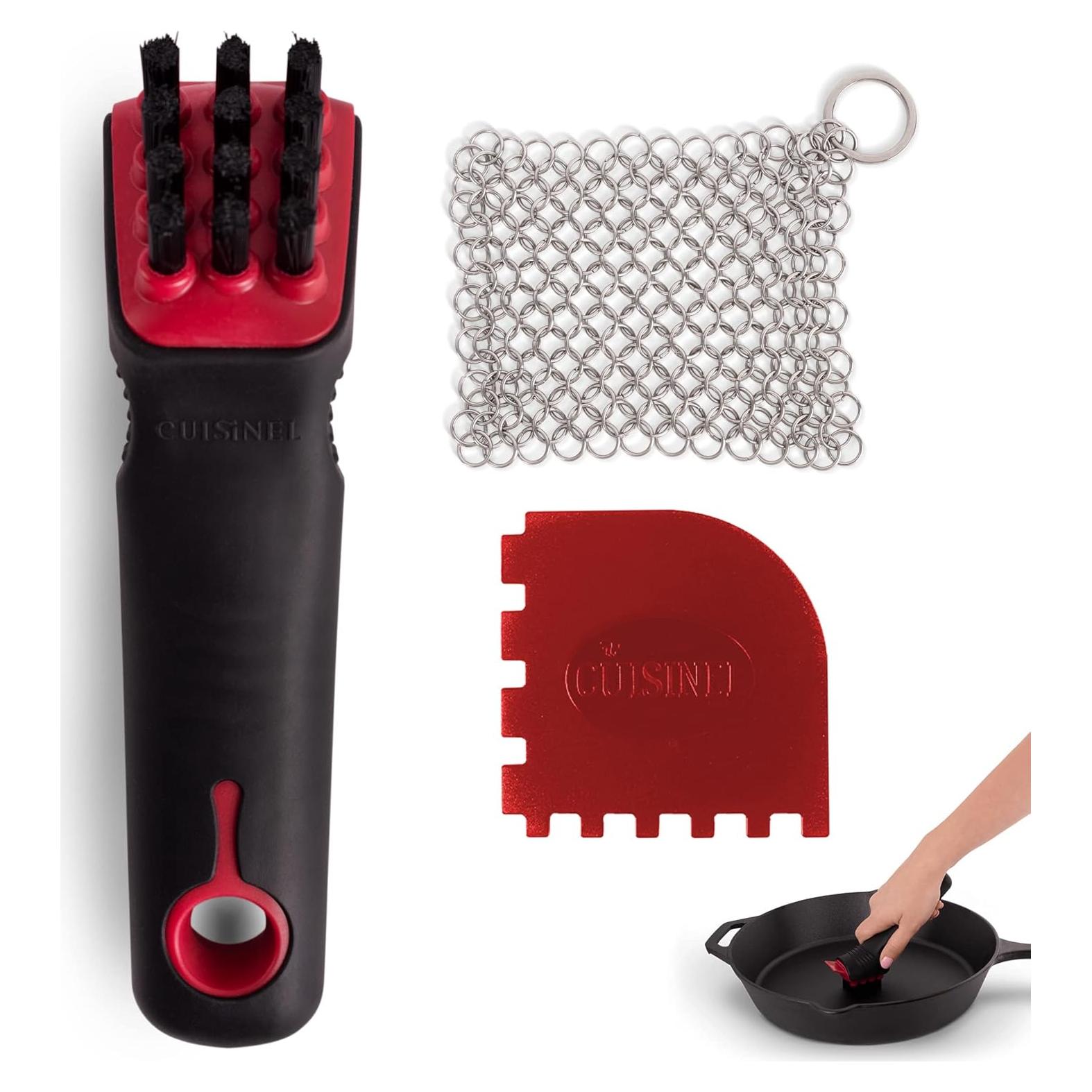 Kit de limpieza Cuisinel: Cepillo, malla y raspador 10.16 cm