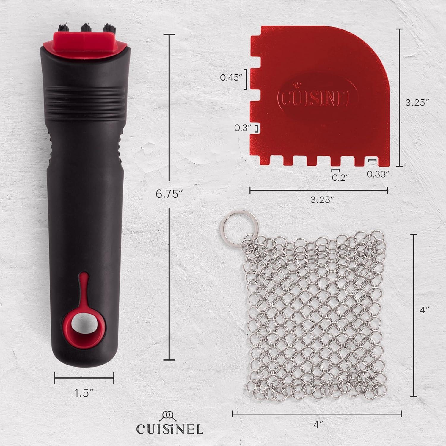 Kit de limpieza Cuisinel: Cepillo, malla y raspador 10.16 cm