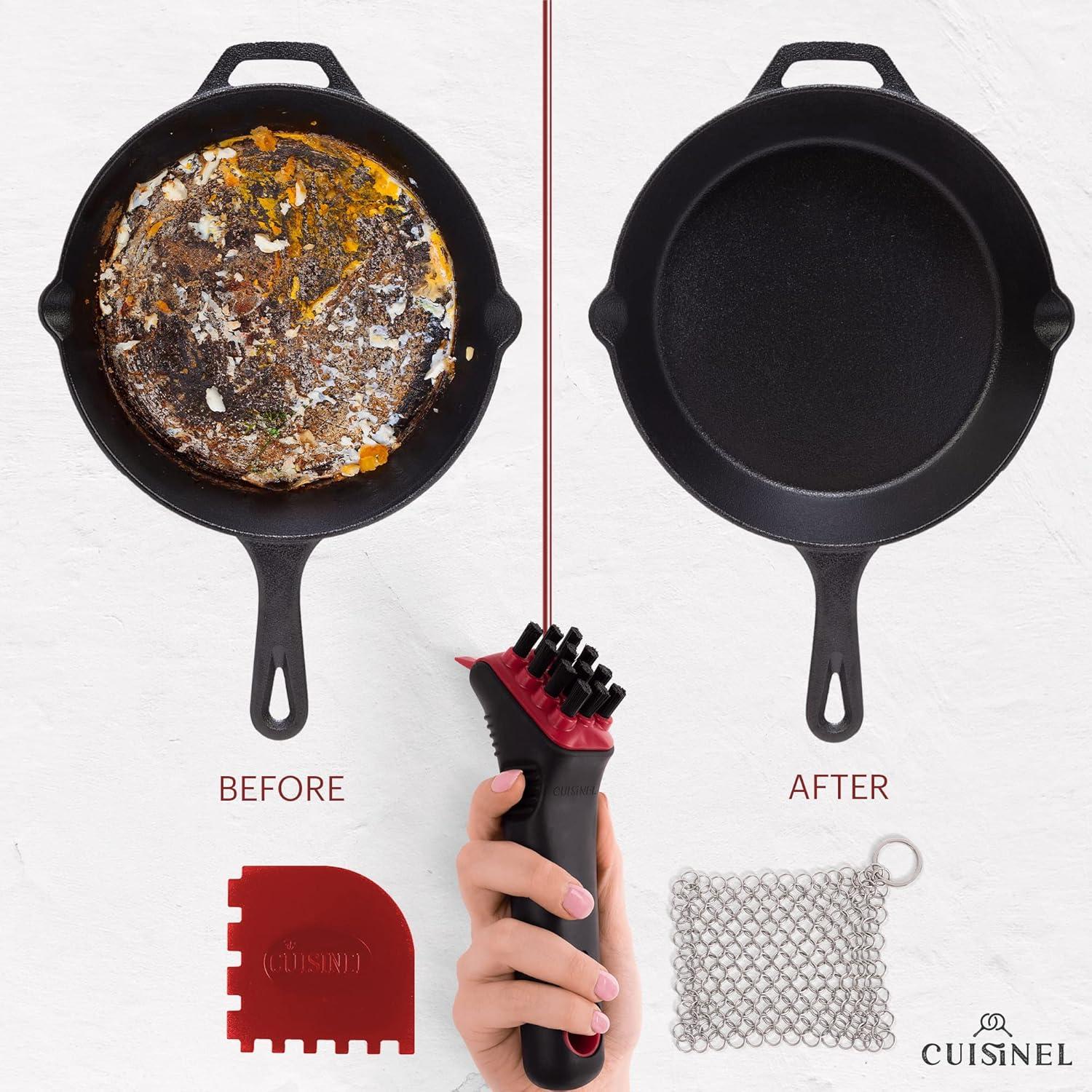 Kit de limpieza Cuisinel: Cepillo, malla y raspador 10.16 cm