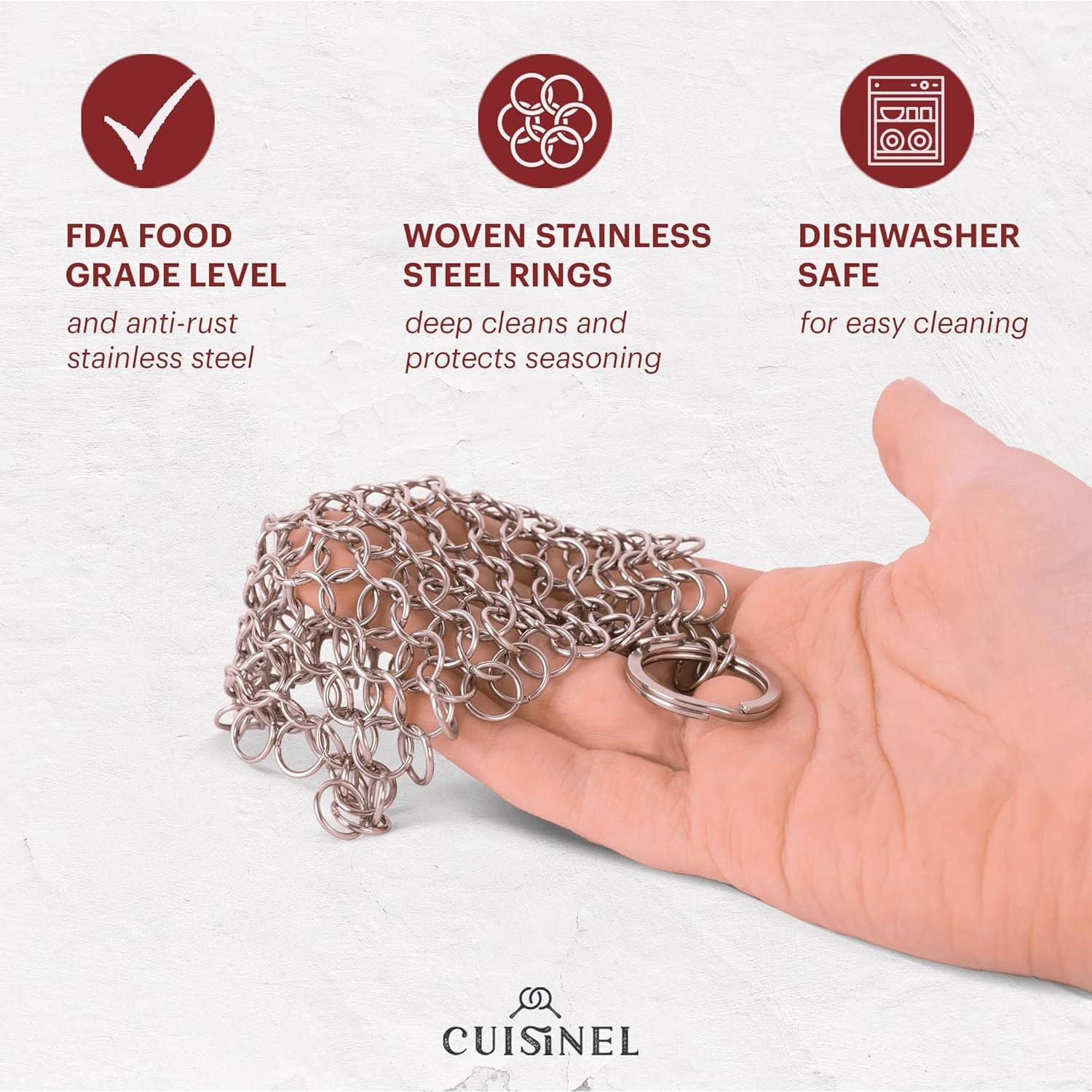 Kit de limpieza Cuisinel: Cepillo, malla y raspador 10.16 cm