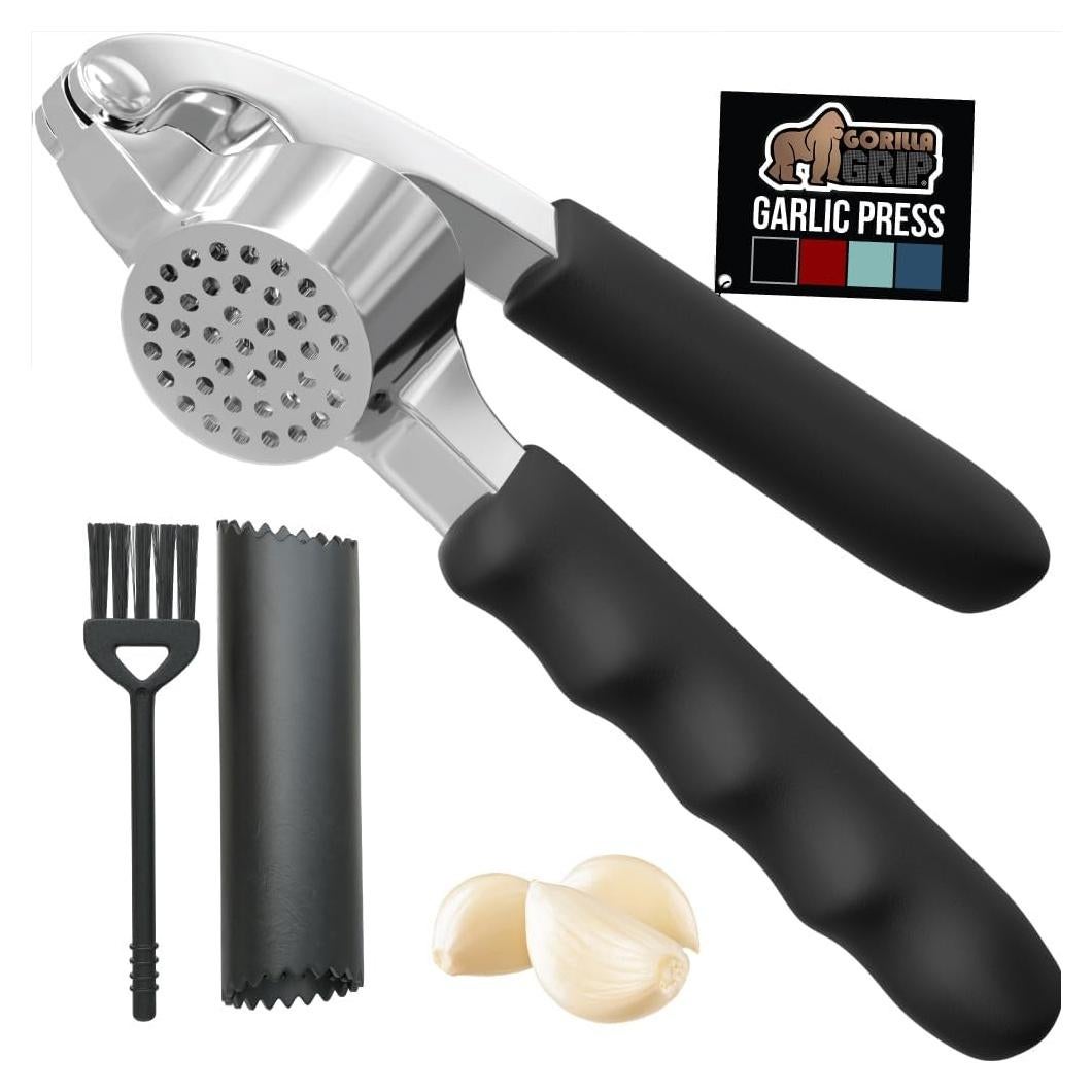 Prensa de Ajo GORILLA GRIP con Pelador y Mango Ergonómico