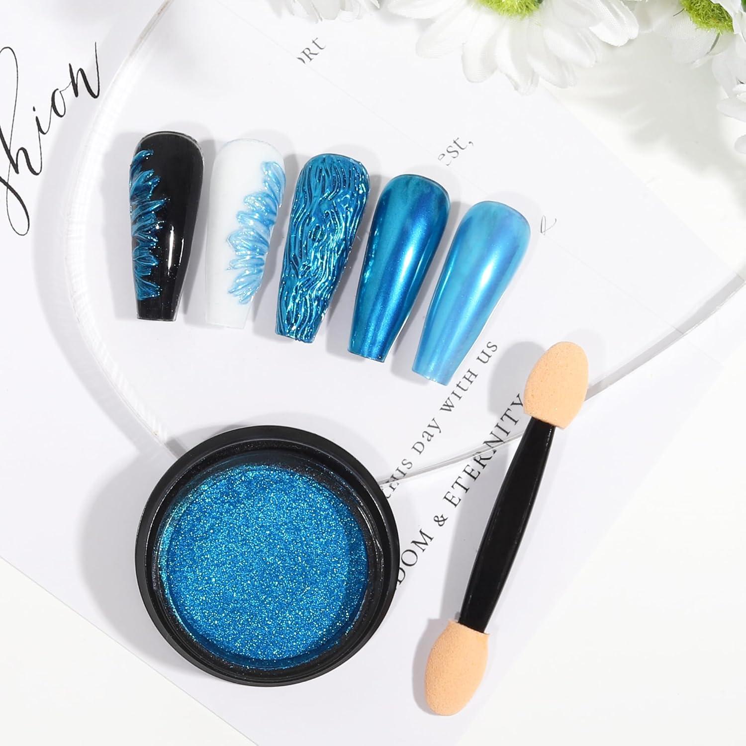 Polvo de Uñas Cromado Artdone Azure 40g - Efecto Espejo