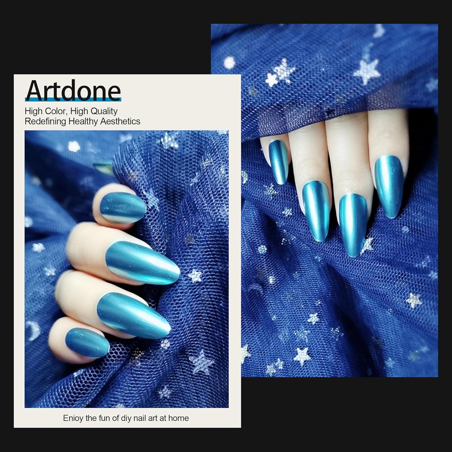 Polvo de Uñas Cromado Artdone Azure 40g - Efecto Espejo