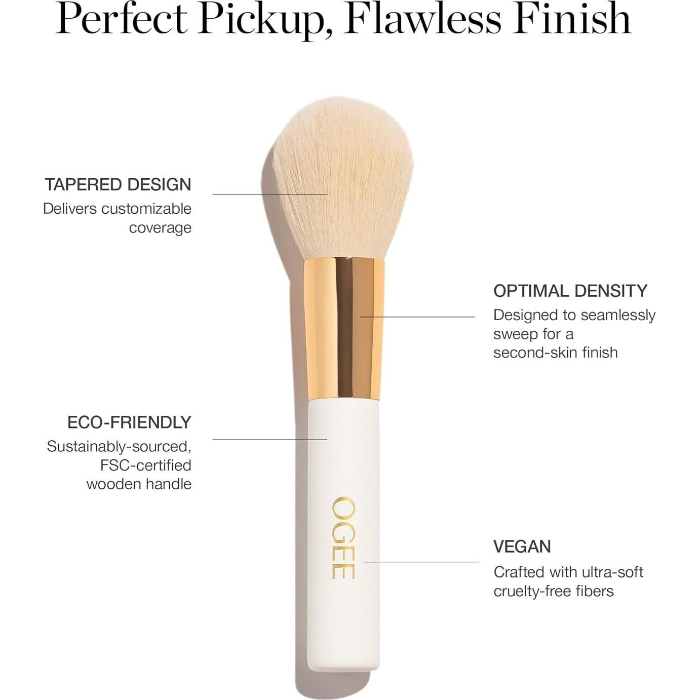 Brocha en Polvo Ogee - Maquillaje Profesional Vegano 17.1cm