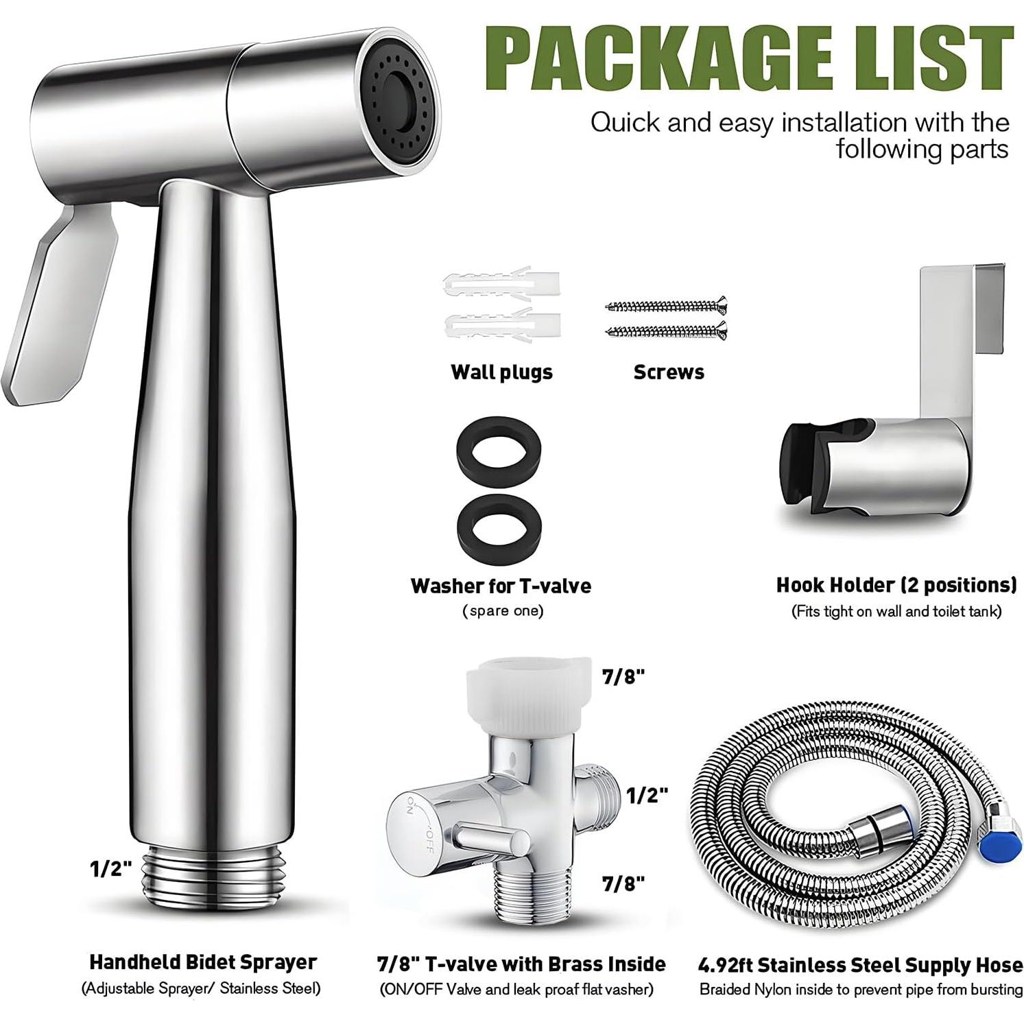 Rociador de Bidet de Mano GASLIKE Acero Inoxidable 100cm