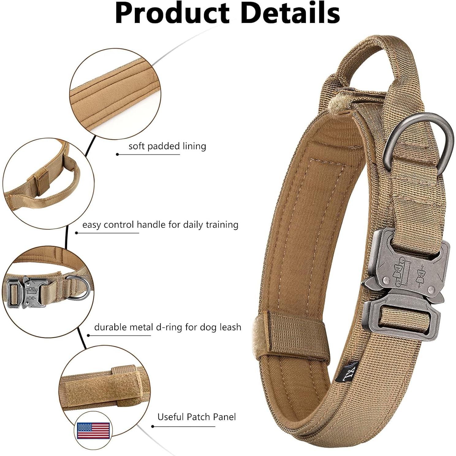 Collar y Correa Táctico DAGANXI para Perros Grandes Marrón