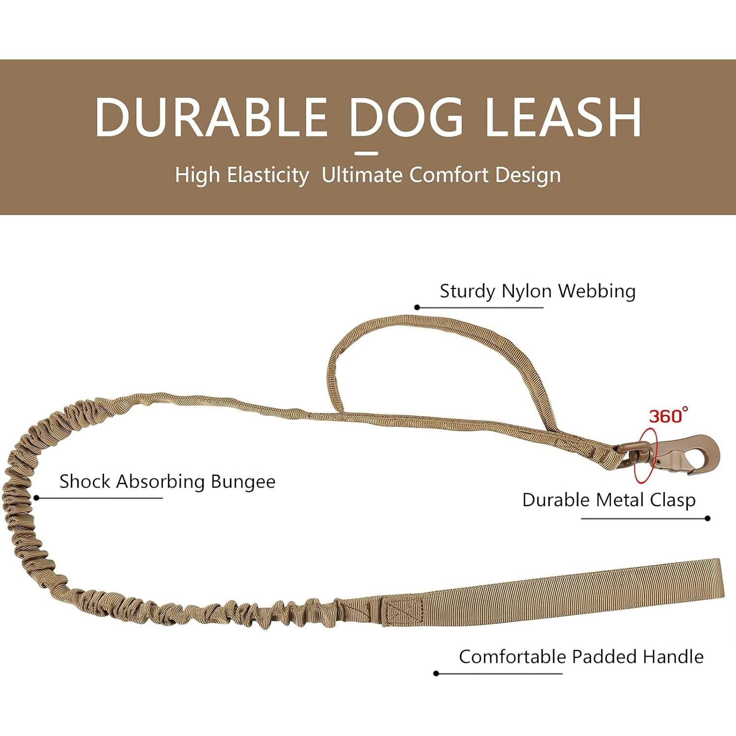 Collar y Correa Táctico DAGANXI para Perros Grandes Marrón