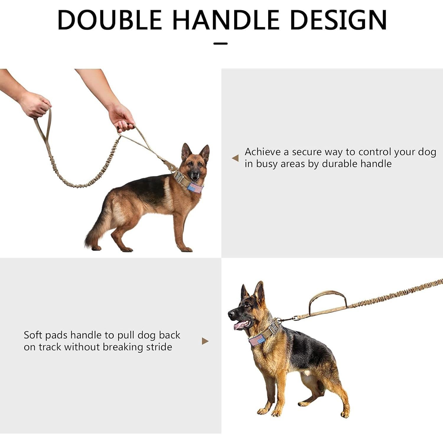 Collar y Correa Táctico DAGANXI para Perros Grandes Marrón