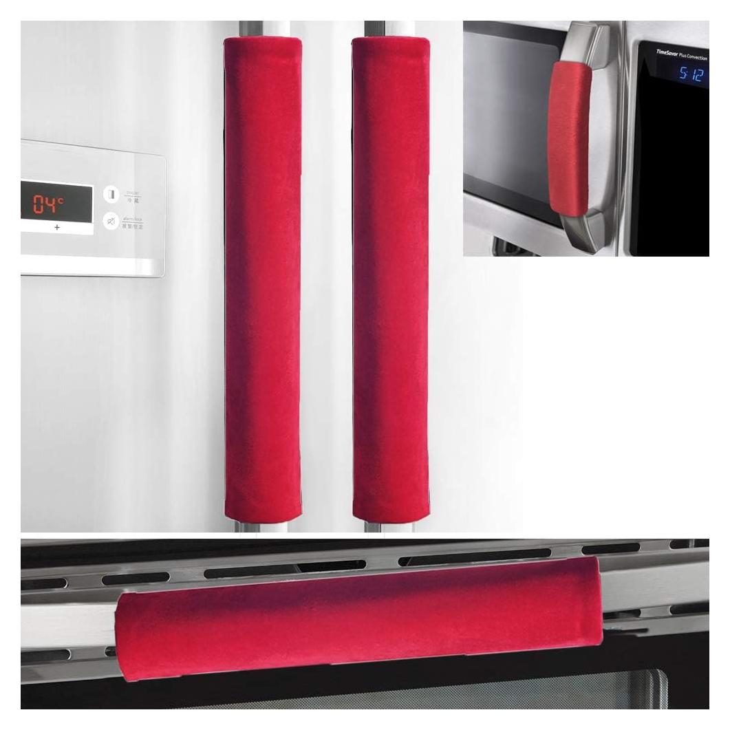 Cubiertas de Manijas de Refrigerador OUGAR8 - 4 Piezas Rojo