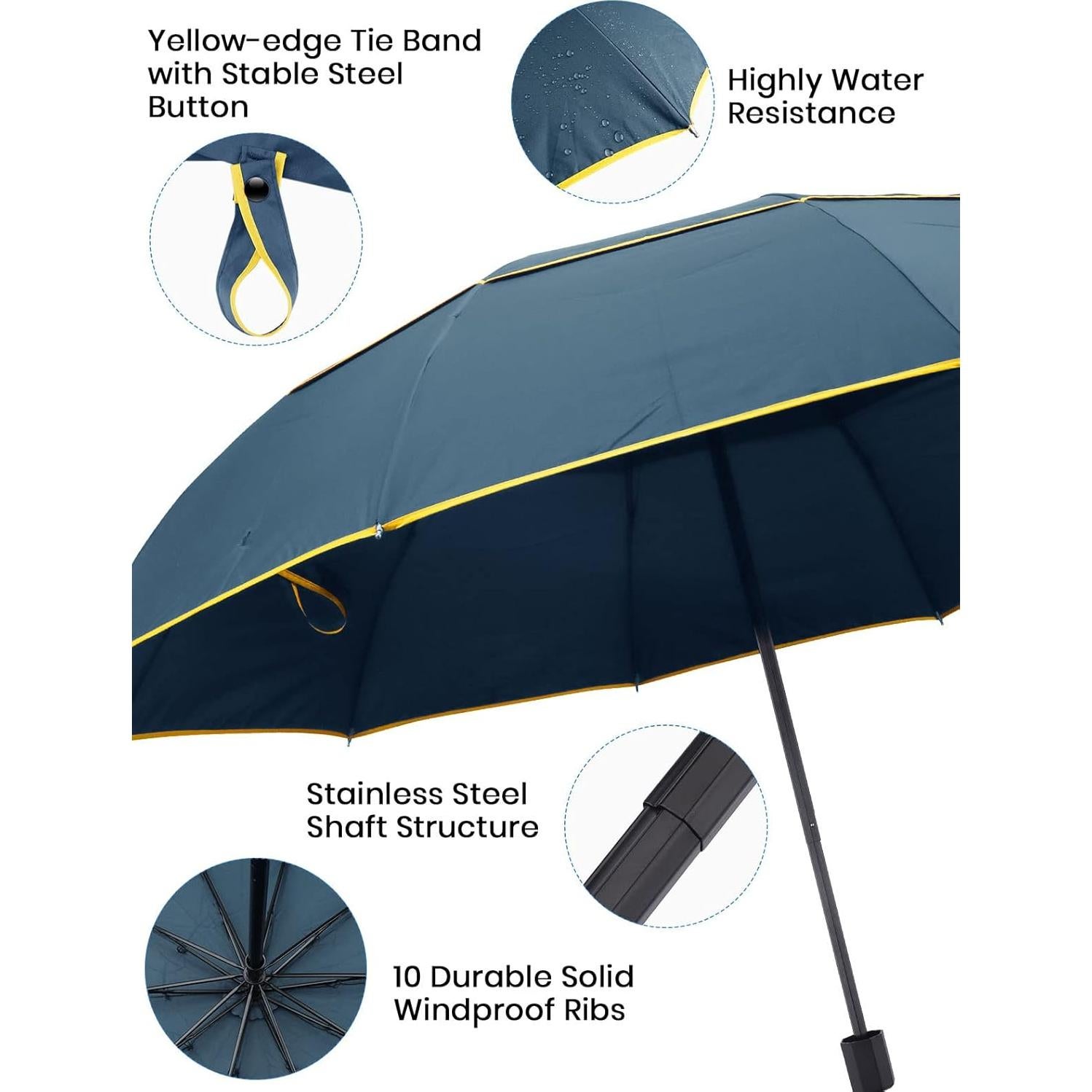 Paraguas de Golf Kalolary 158 cm Plegable Impermeable Azul