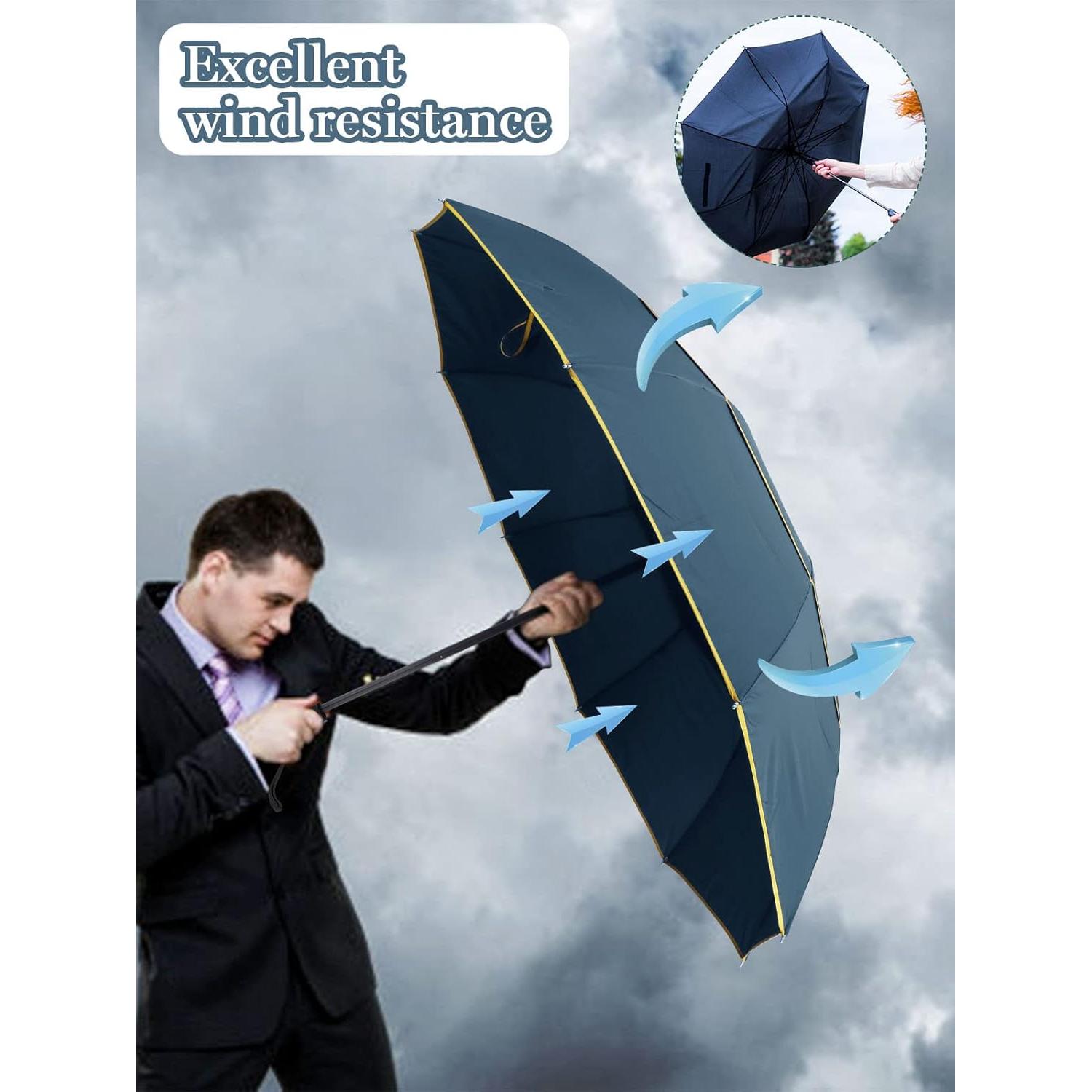 Paraguas de Golf Kalolary 158 cm Plegable Impermeable Azul