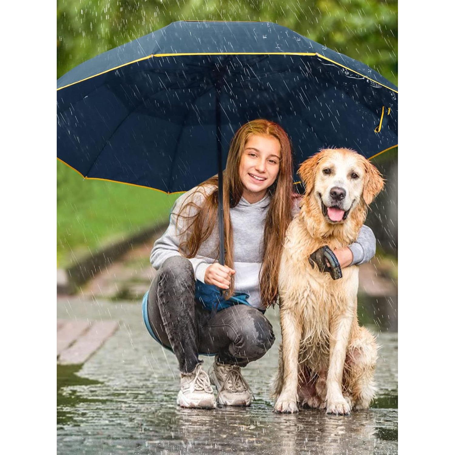 Paraguas de Golf Kalolary 158 cm Plegable Impermeable Azul