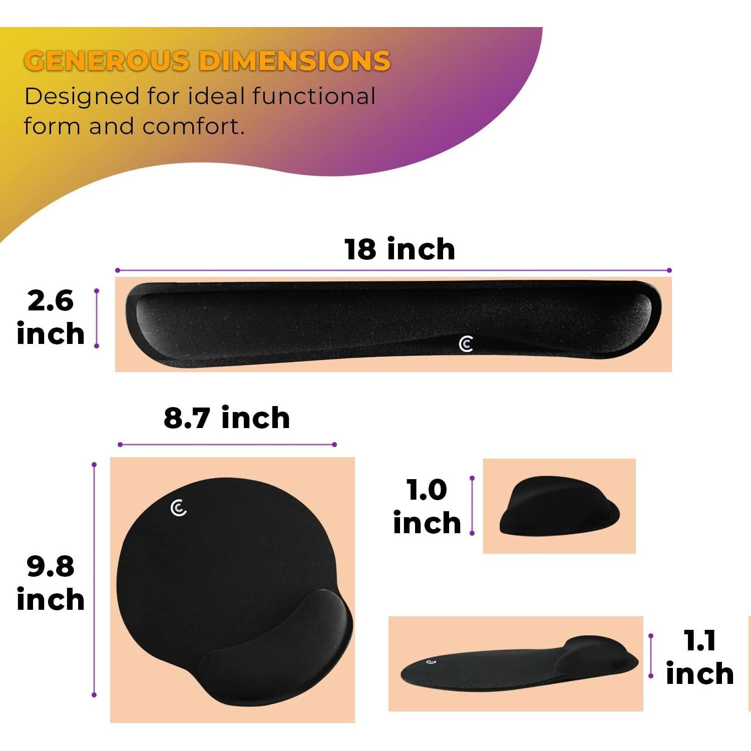 Juego de 4 Reposamuñecas Ergonómicos CushionCare - Espuma Viscoelástica