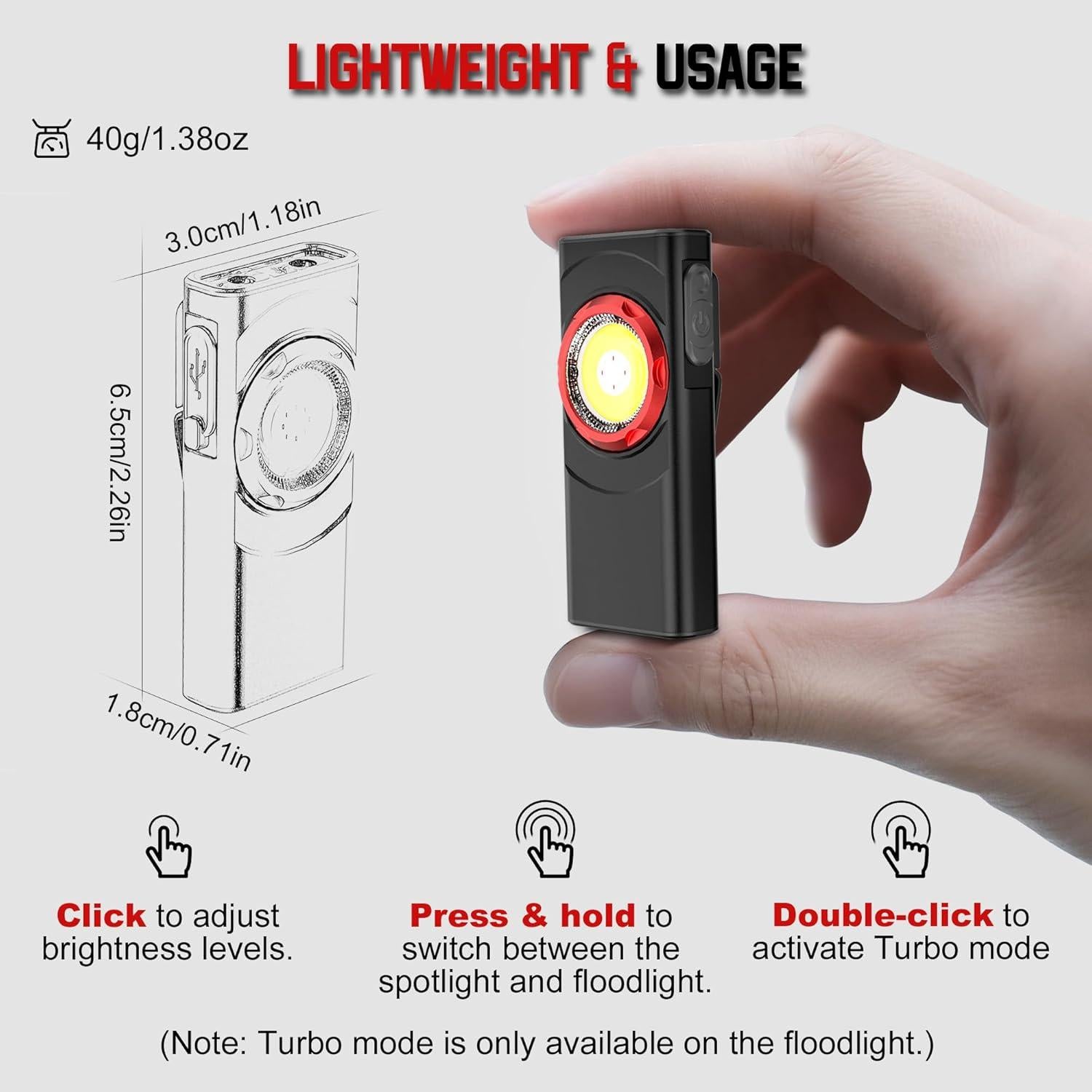 Linterna EDC Recargable Hopedone 700 Lúmenes 9 Modos USB-C