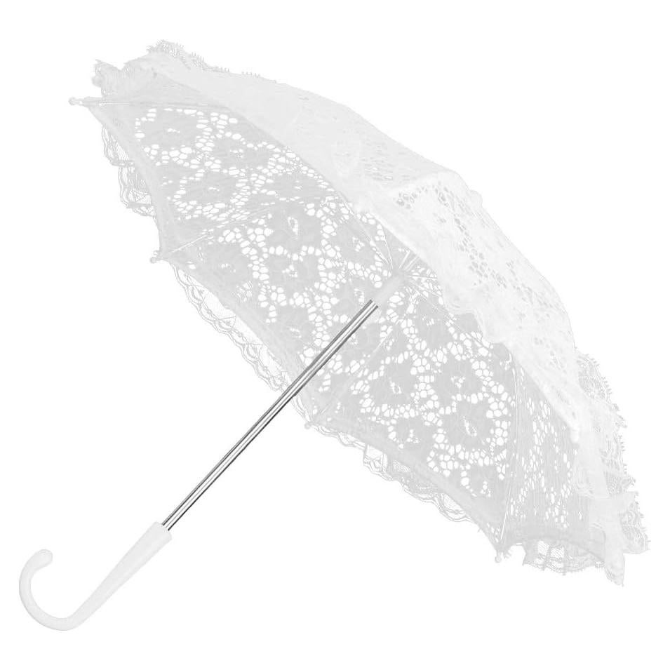 Paraguas de Encaje Blanco TOPINCN para Boda Vintage con Flores