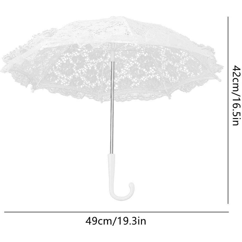 Paraguas de Encaje Blanco TOPINCN para Boda Vintage con Flores