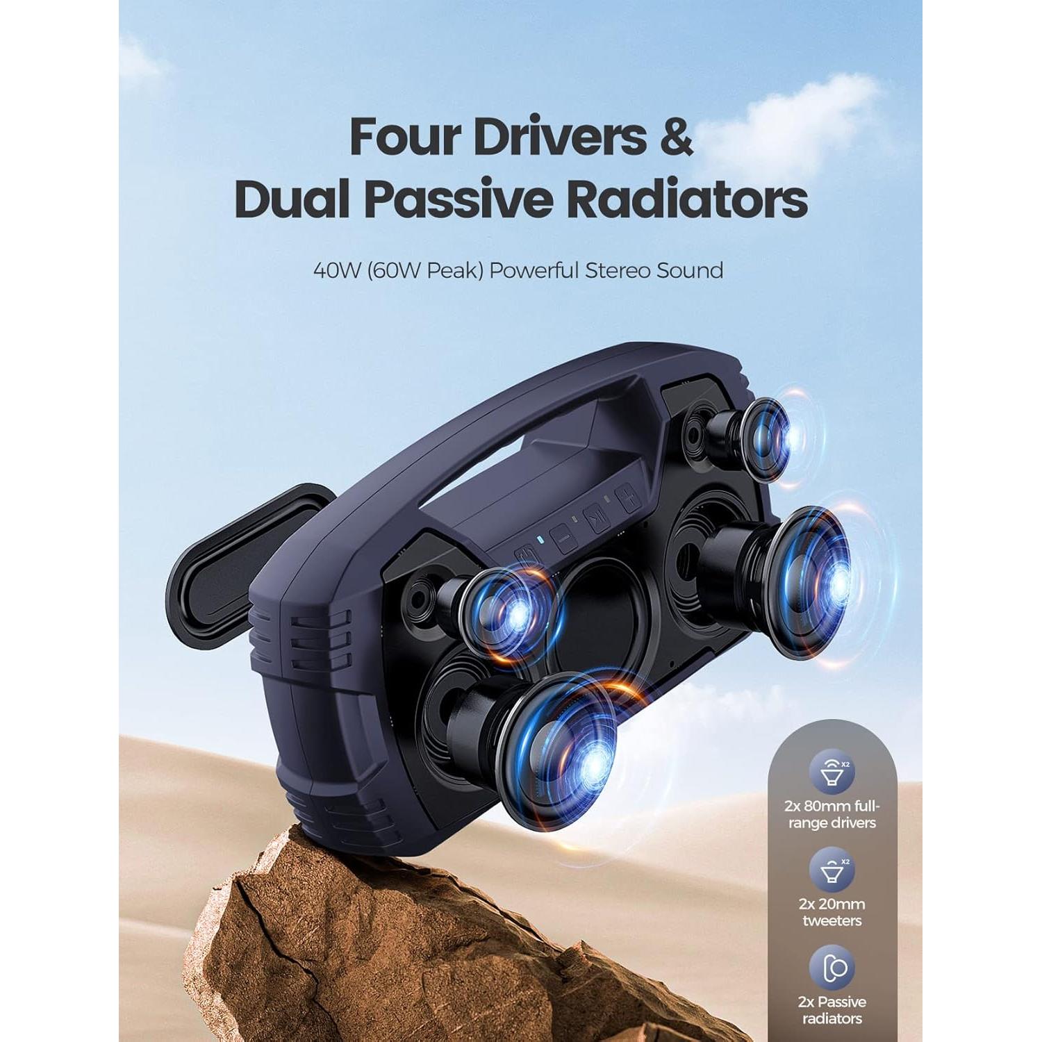 Altavoz Bluetooth Houl Zallee 40W Impermeable IPX7 32H Azul Marino