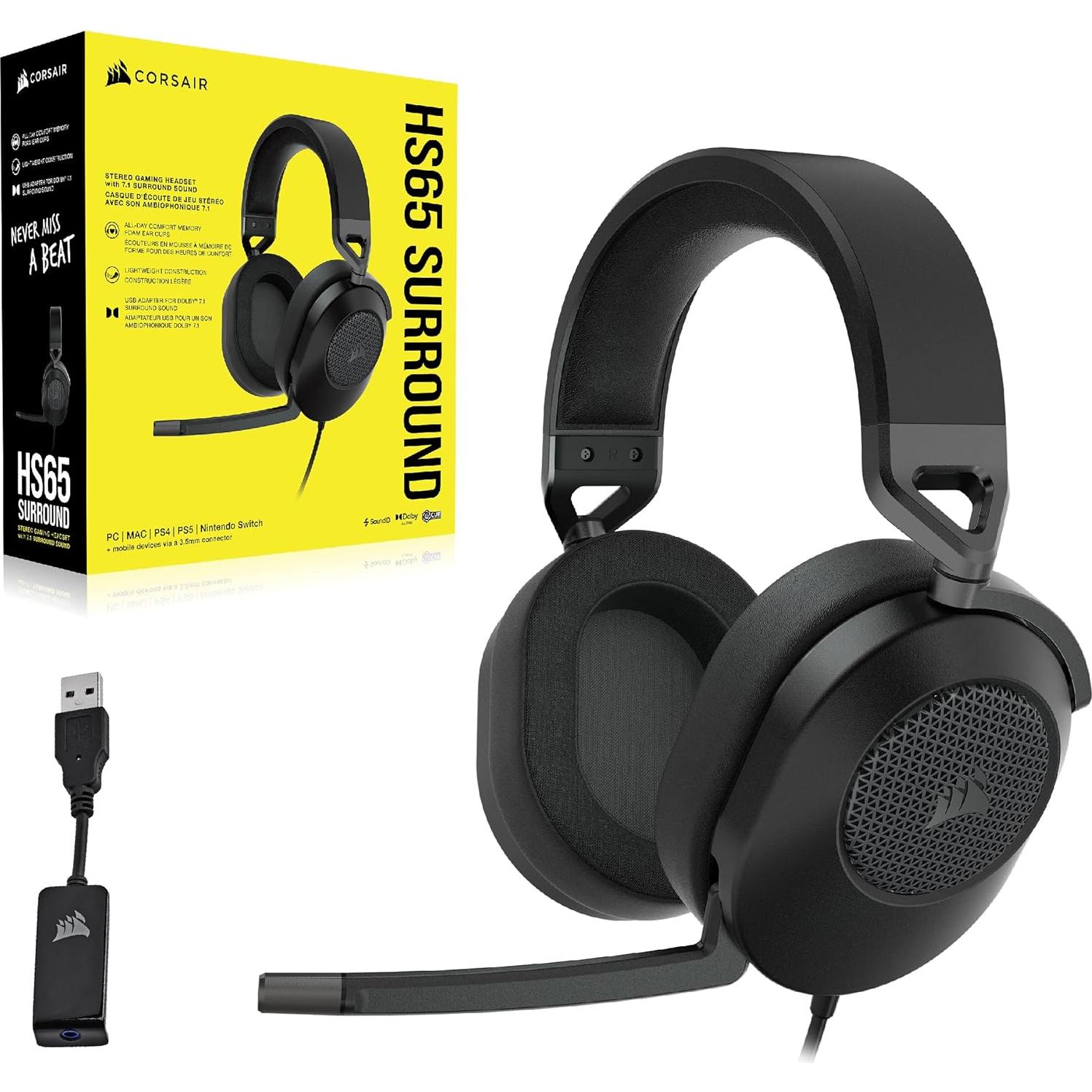 Auriculares Gaming CORSAIR HS65 SURROUND - Dolby Atmos - 3.5mm