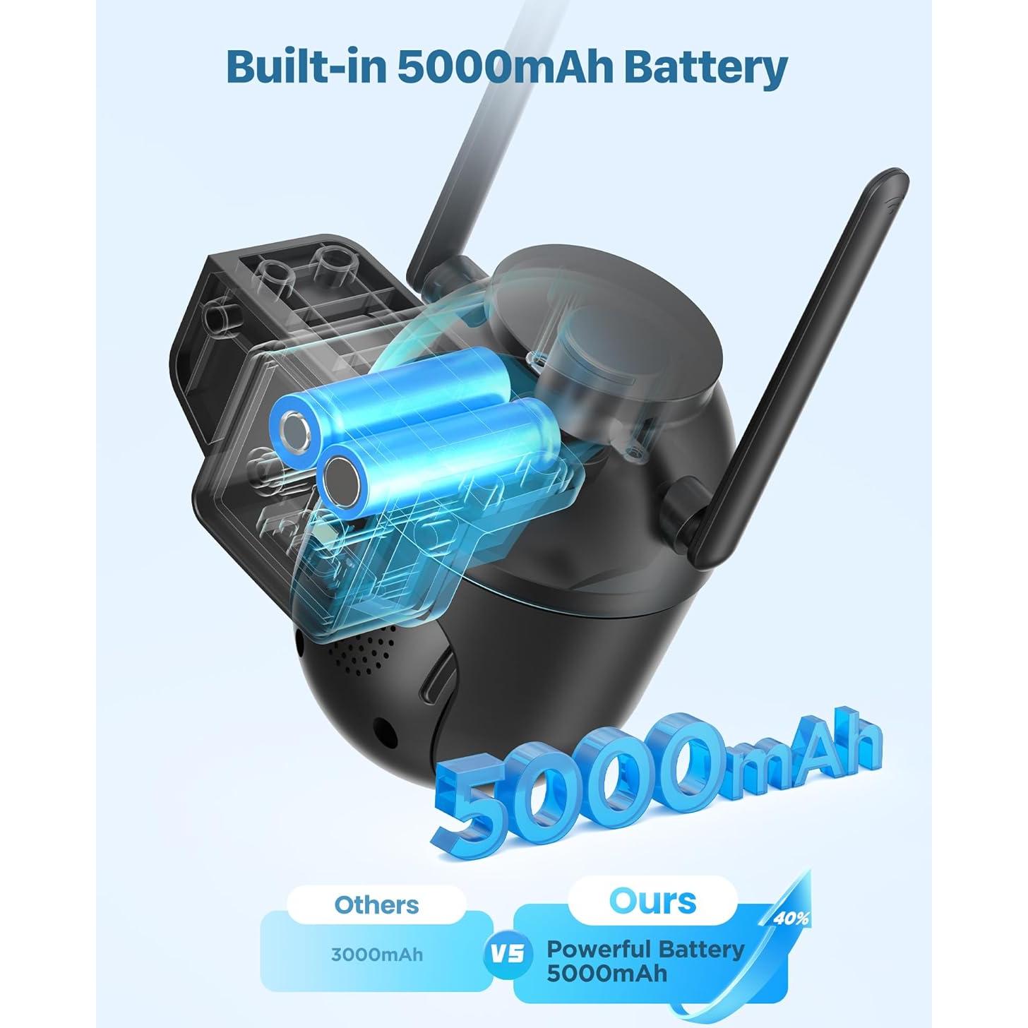 Cámara de Seguridad Inalámbrica Solar SIIOOE 2K IP66 para Exterior