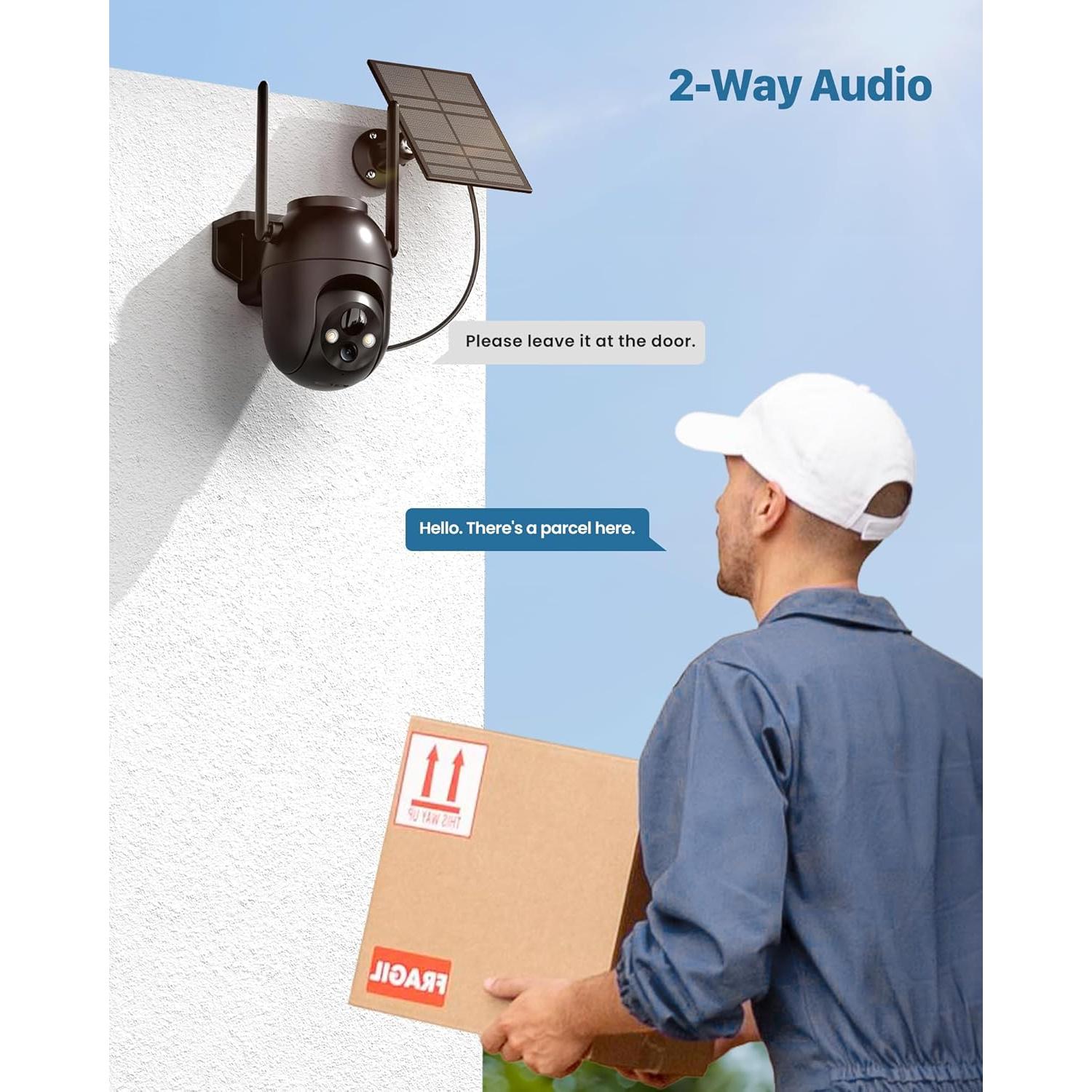 Cámara de Seguridad Inalámbrica Solar SIIOOE 2K IP66 para Exterior