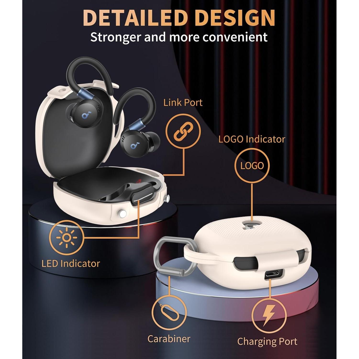 Funda de Silicona WADVCU para Anker Soundcore Sport X20 - Albaricoque