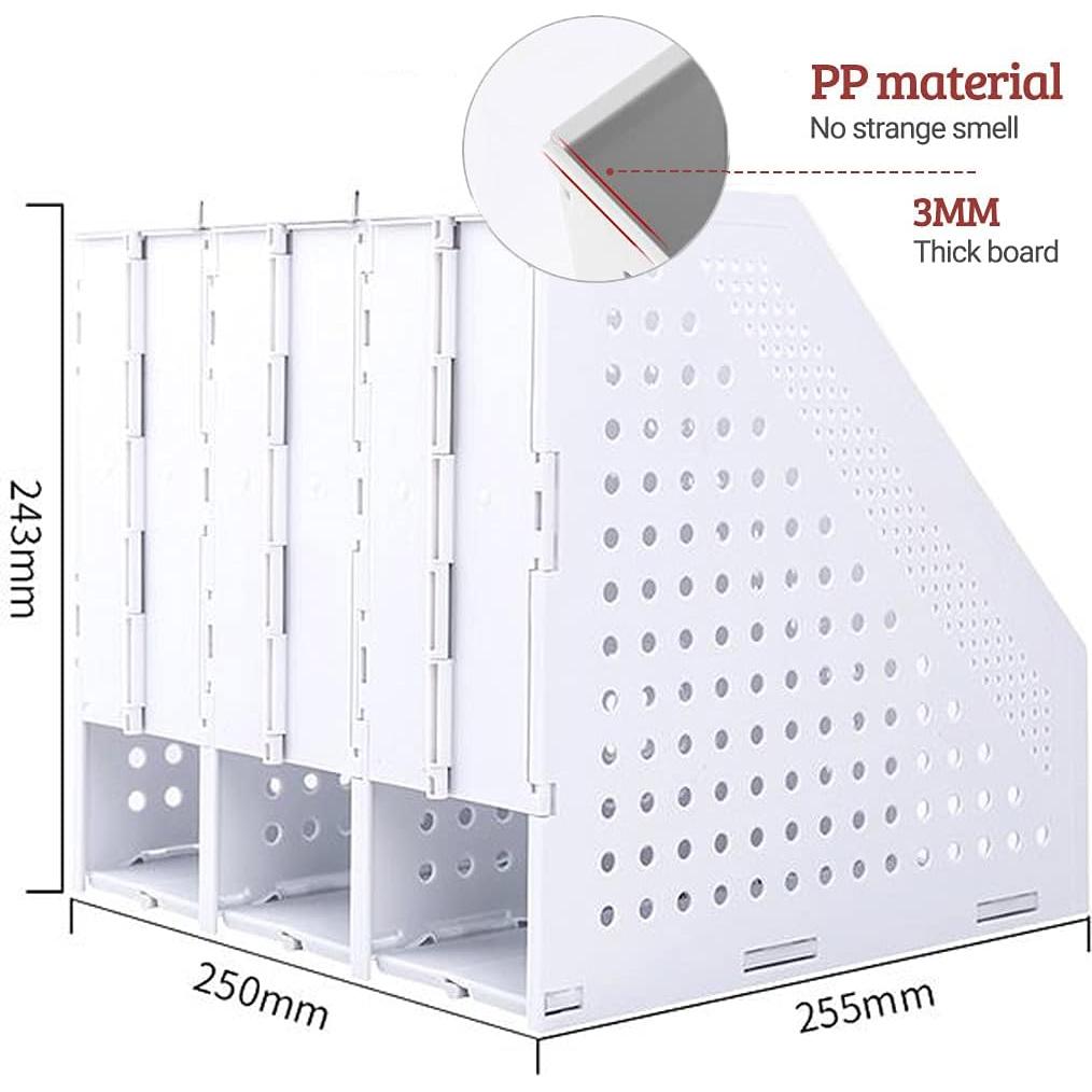 Soporte de Archivos Plegable SAYEEC 3 Compartimentos Gris Claro