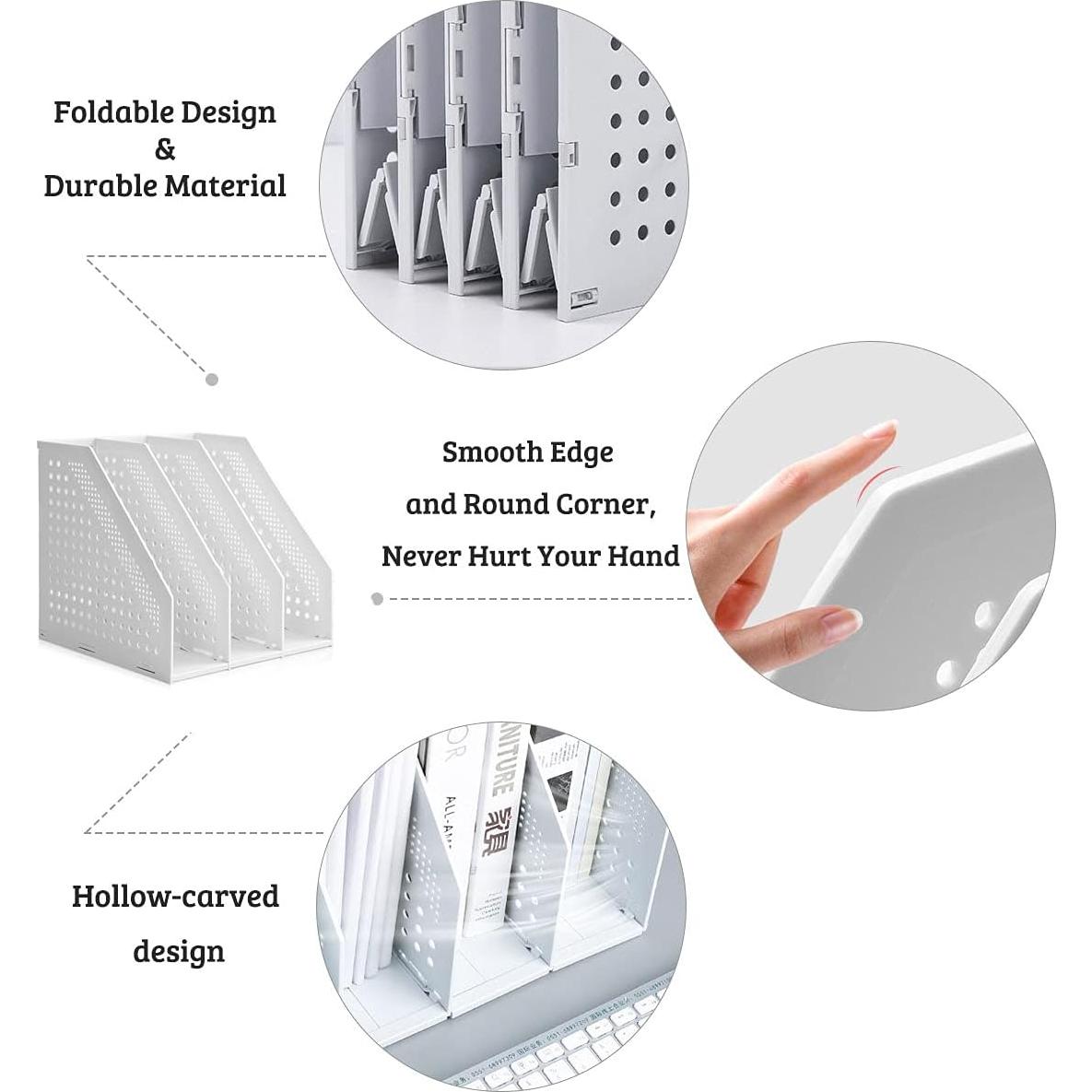 Soporte de Archivos Plegable SAYEEC 3 Compartimentos Gris Claro