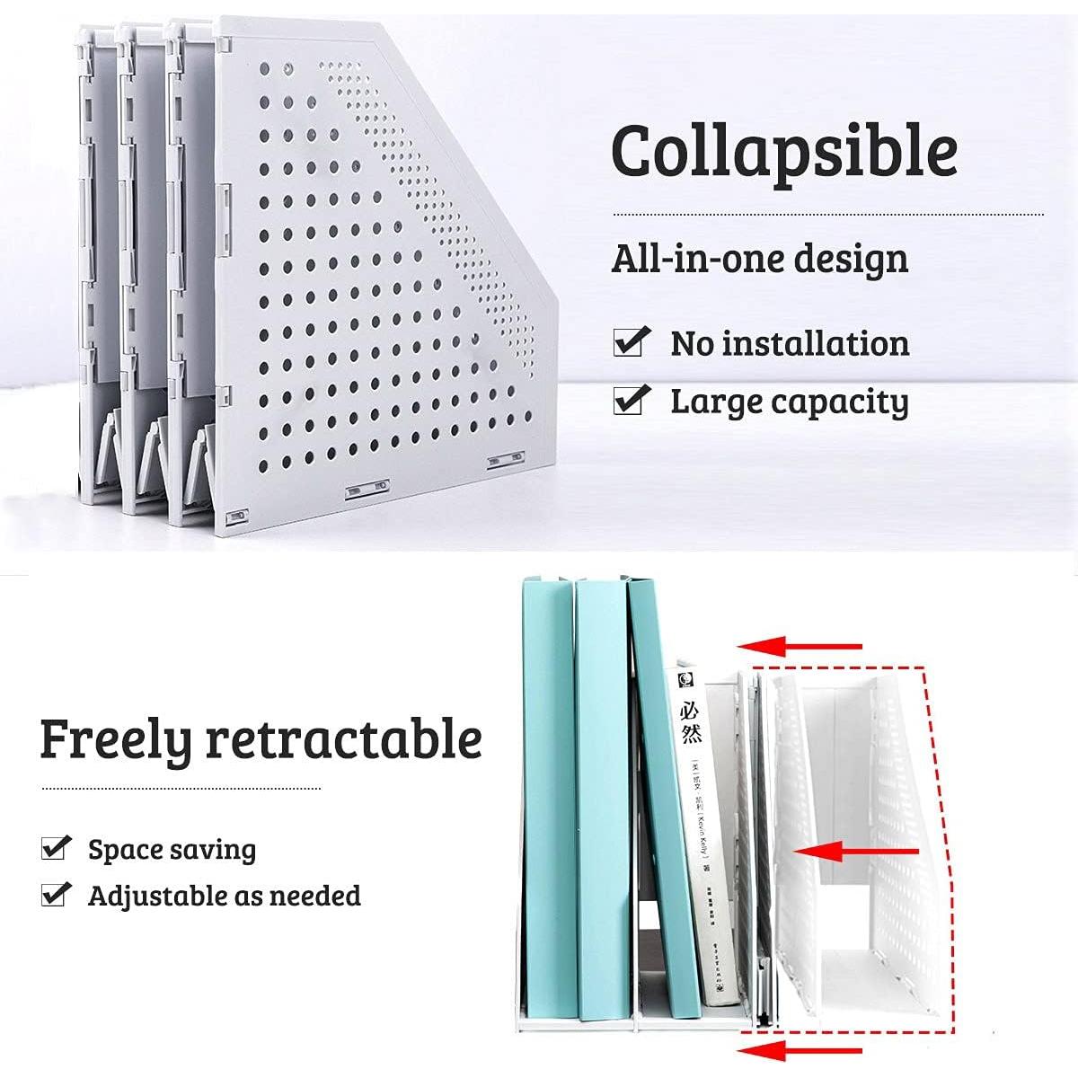 Soporte de Archivos Plegable SAYEEC 3 Compartimentos Gris Claro