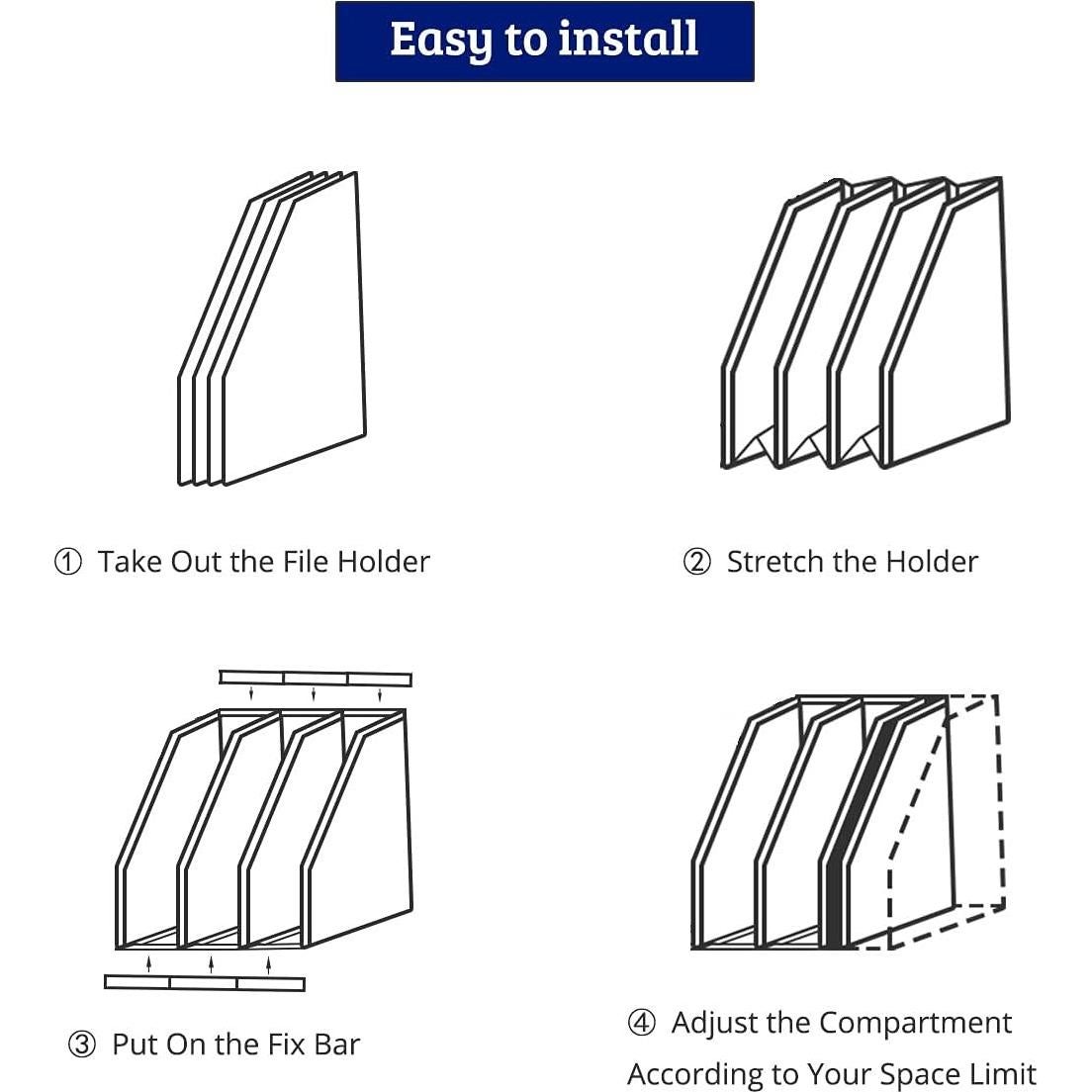 Soporte de Archivos Plegable SAYEEC 3 Compartimentos Gris Claro