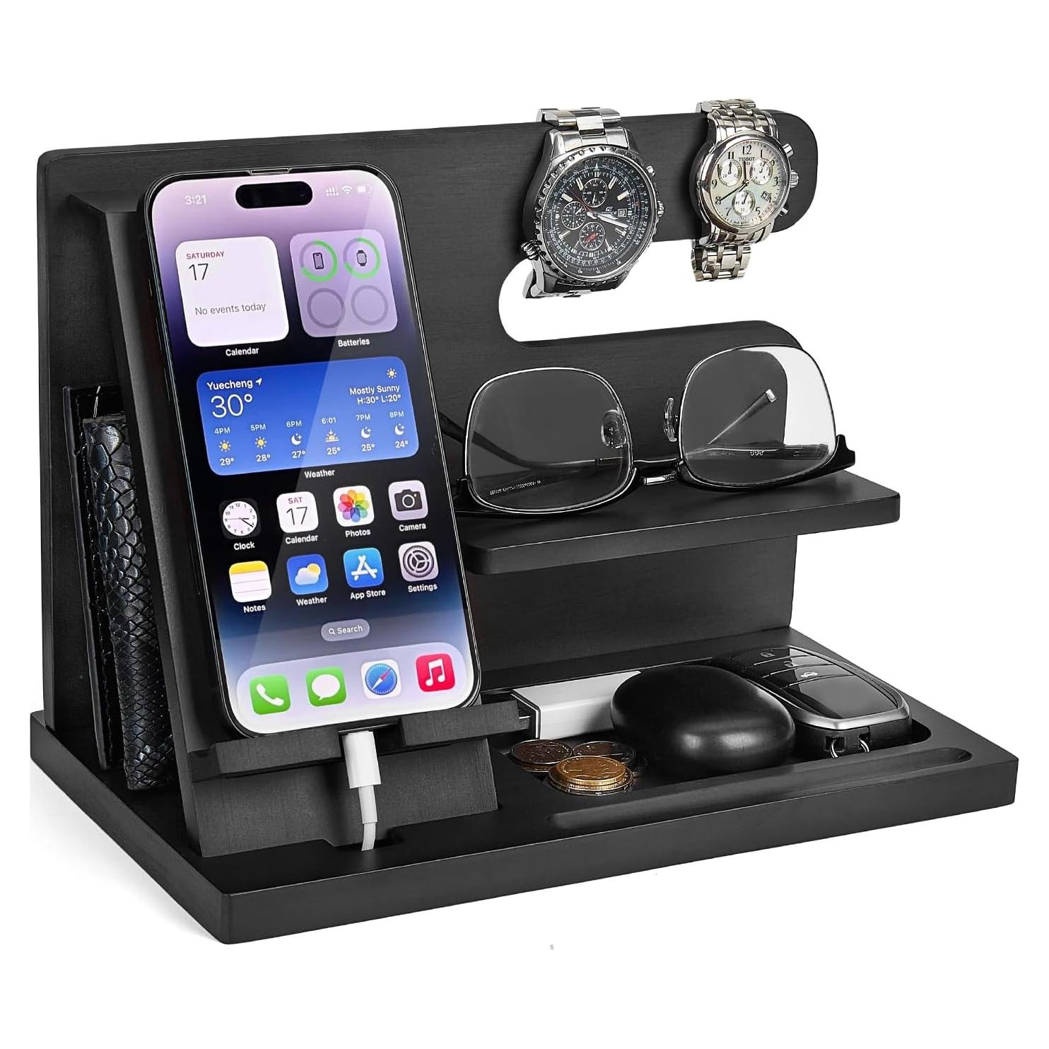 Estación de Acoplamiento de Madera Pinzoveno - Organizador Negro