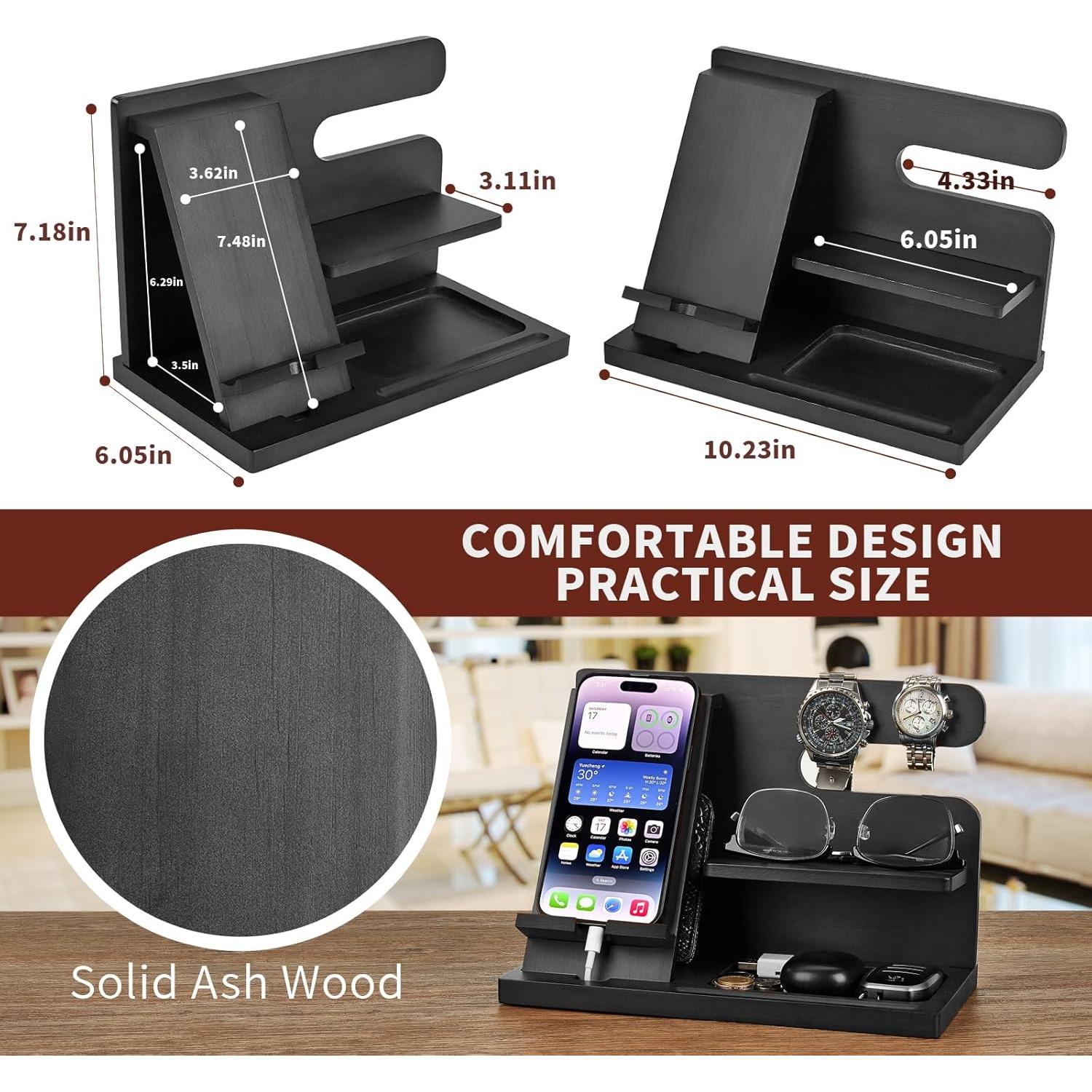 Estación de Acoplamiento de Madera Pinzoveno - Organizador Negro