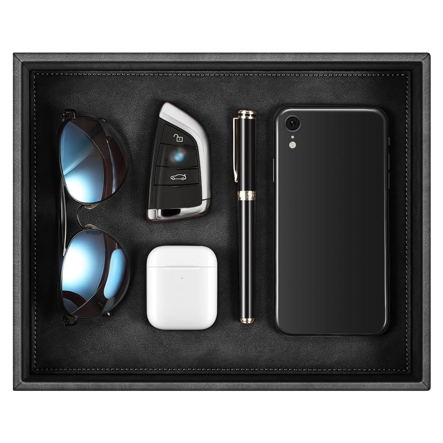 Bandeja Organizador de Escritorio SITHON de Cuero PU Negra