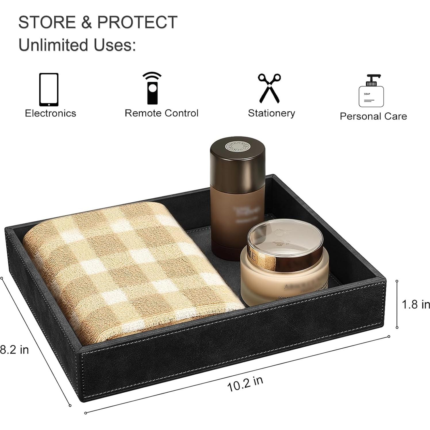 Bandeja Organizador de Escritorio SITHON de Cuero PU Negra