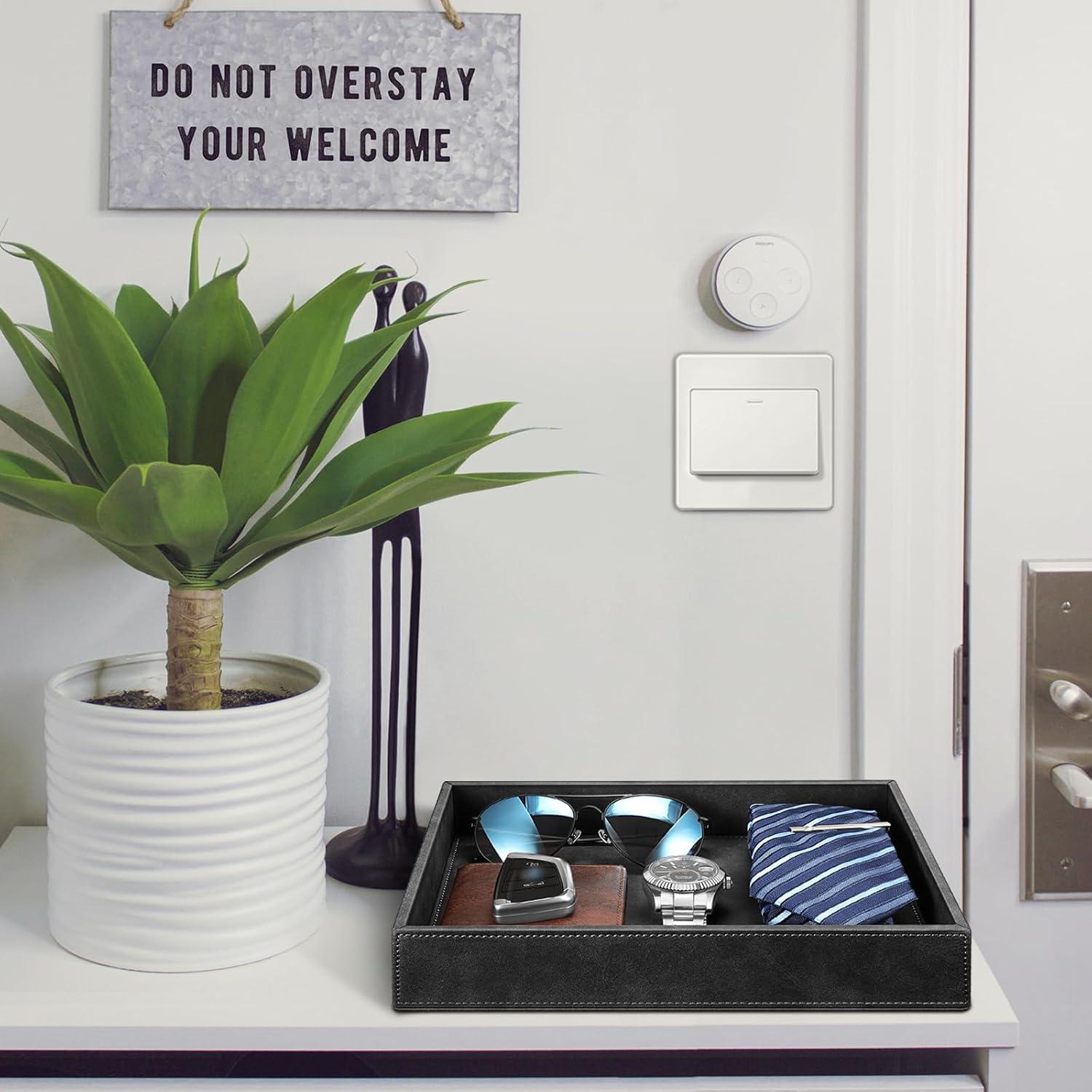 Bandeja Organizador de Escritorio SITHON de Cuero PU Negra